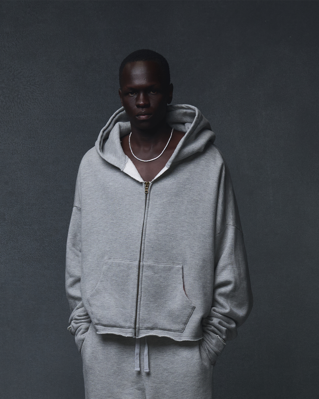 OVERSIZED ZIP UP HOODIE - HEATHER GREY