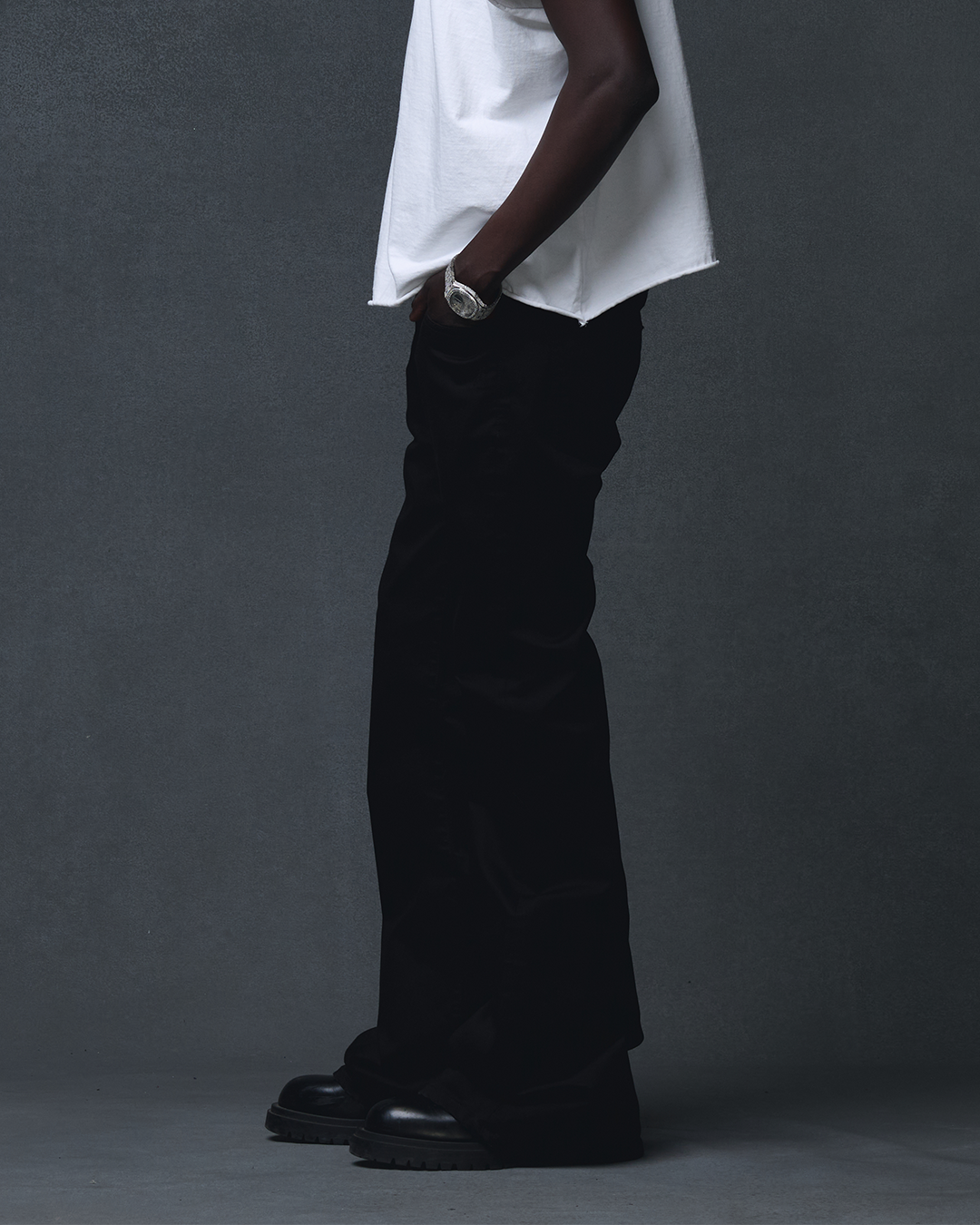 DENIM FLARE PANTS - BLACK