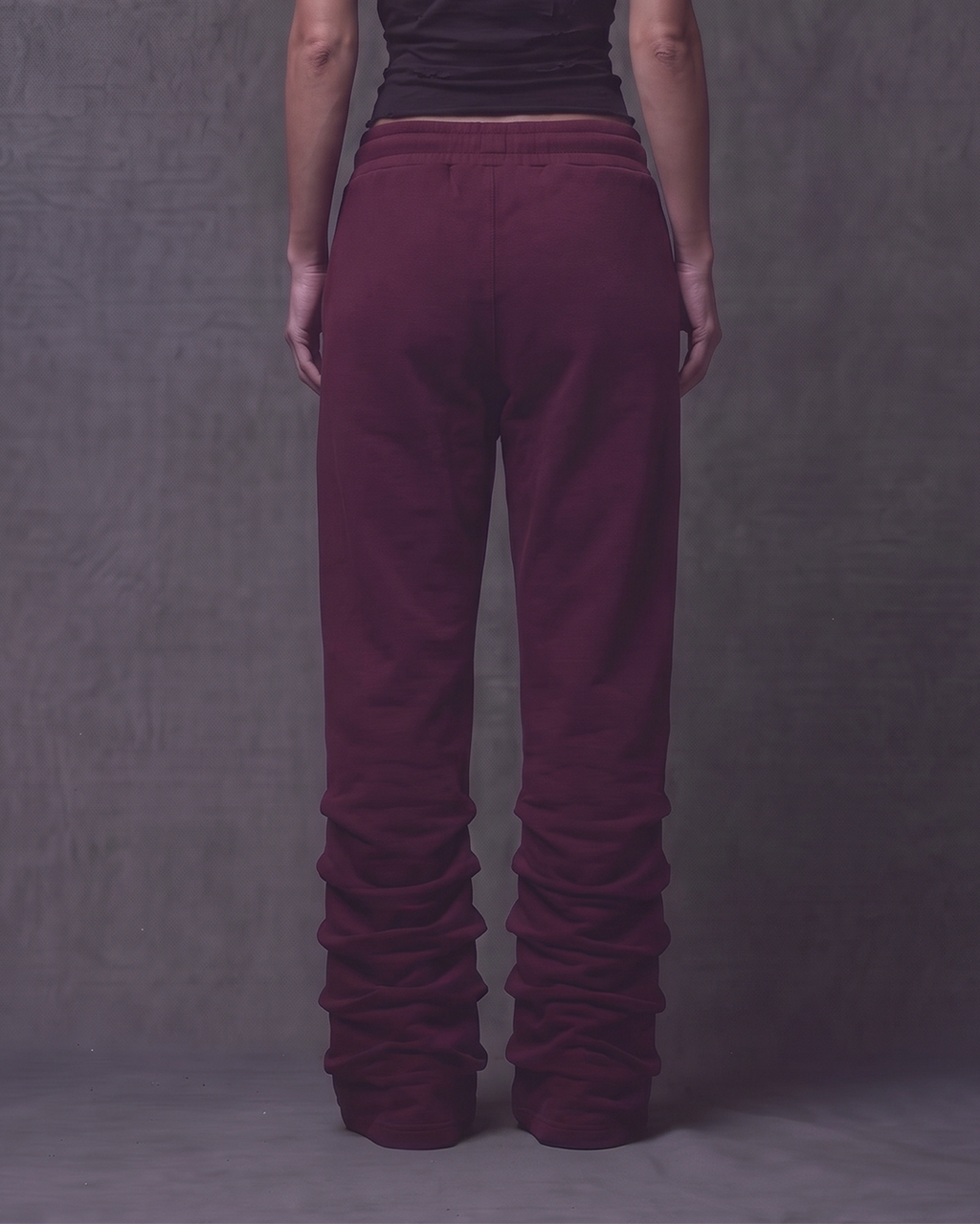STACKED SWEATPANTS - BURGUNDY