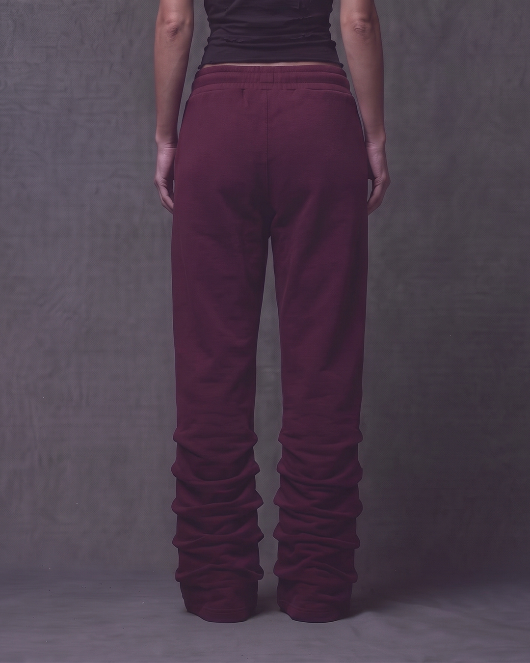 STACKED SWEATPANTS - BURGUNDY