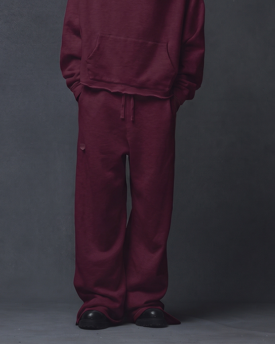 WIDE LEG SWEATPANTS - BURGUNDY