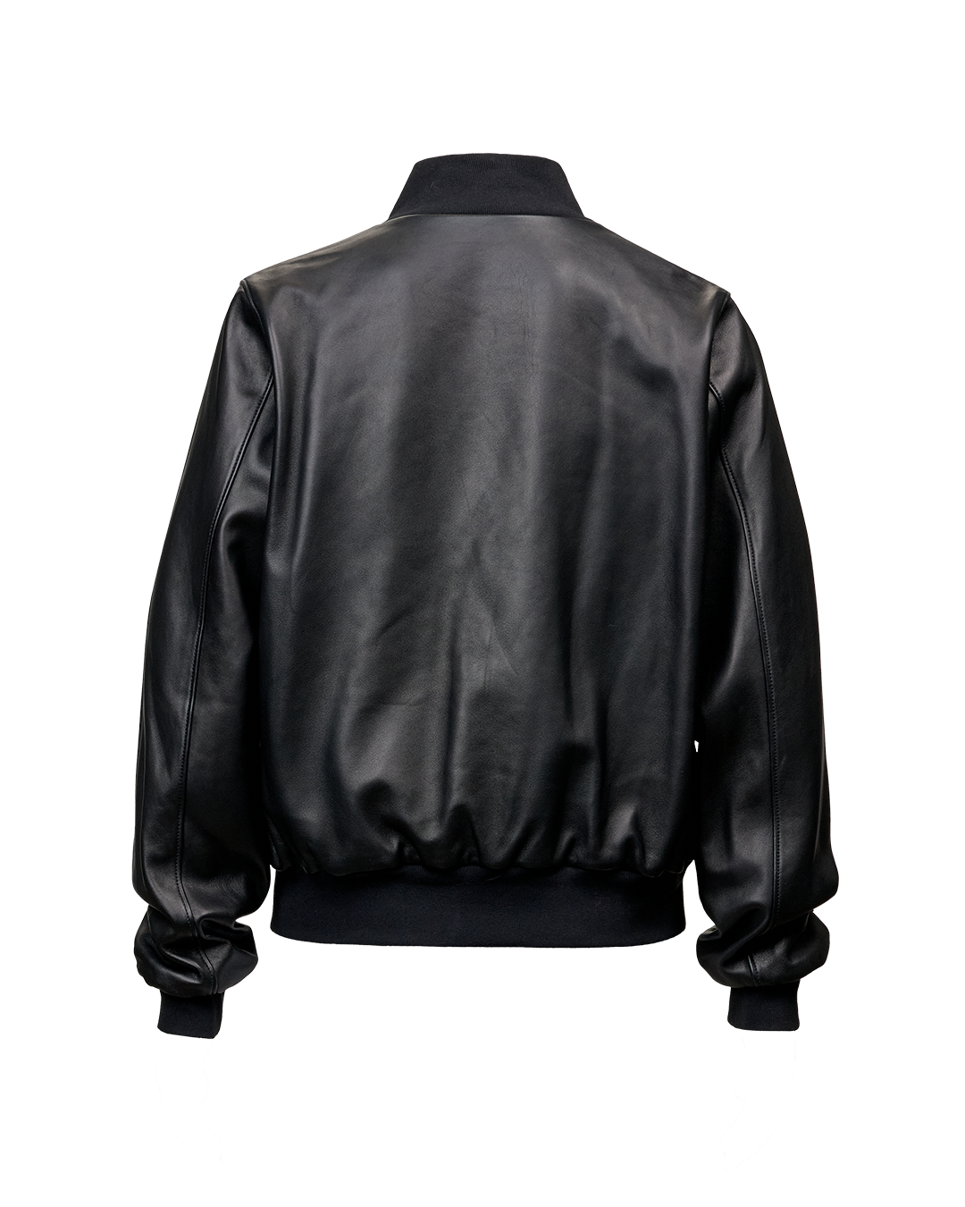 LEATHER BOMBER JACKET - BLACK