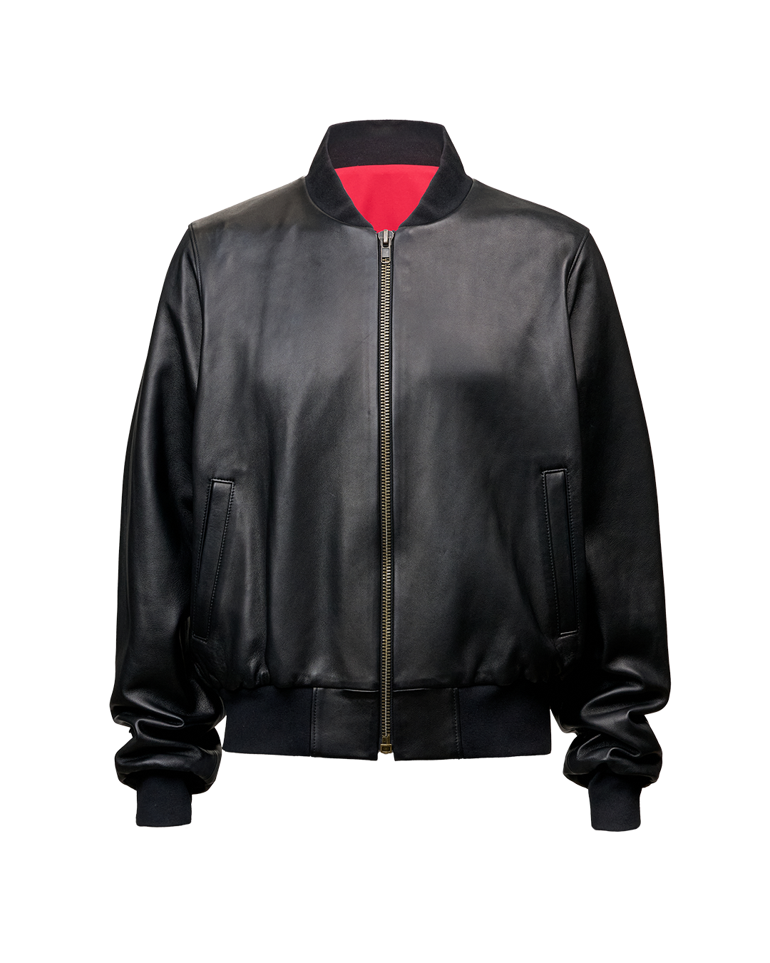 LEATHER BOMBER JACKET - BLACK