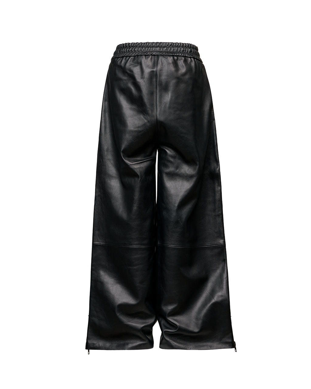 LEATHER ZIPPER PANTS - BLACK