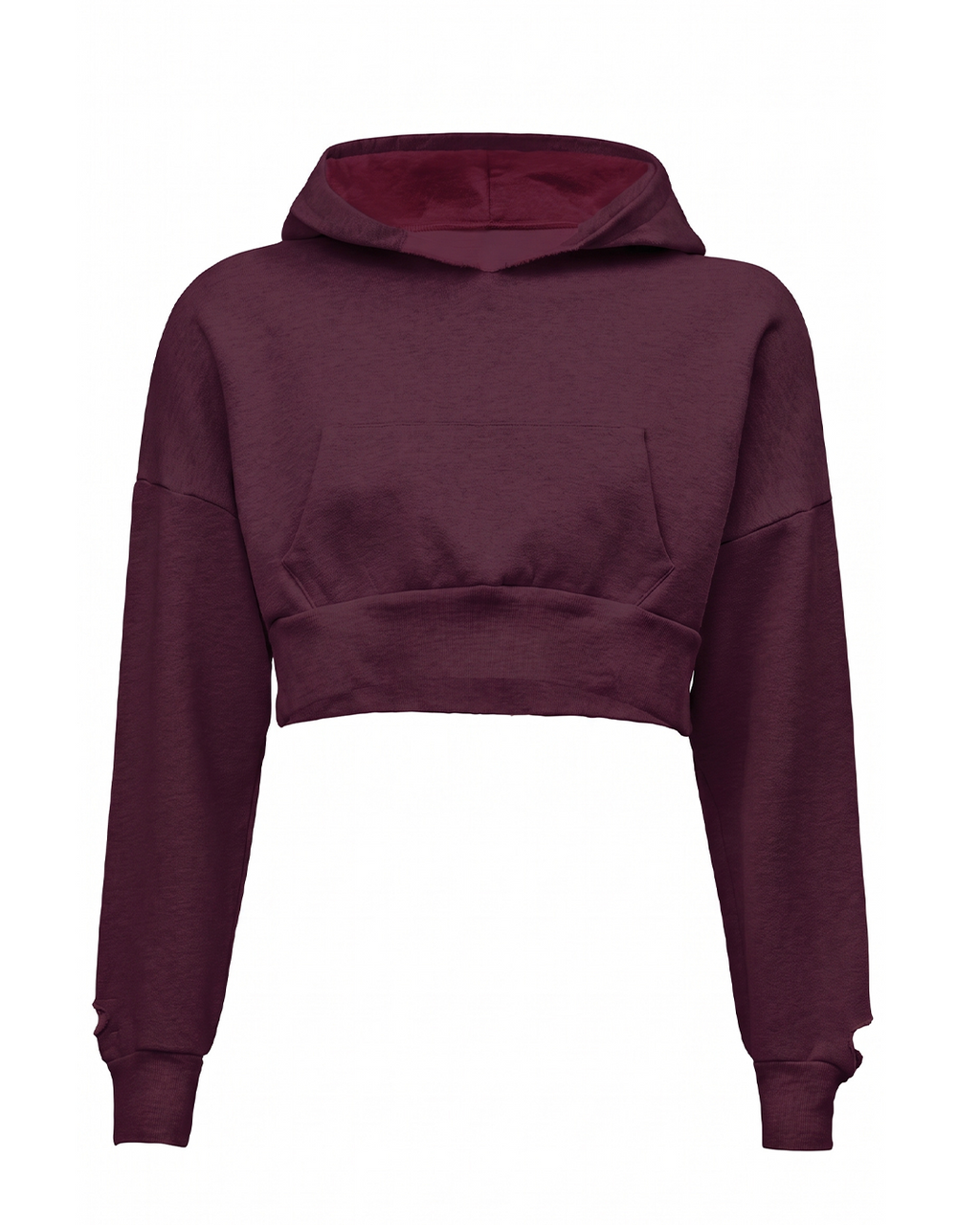 WOMENS CROPPED  HOODIE - BURGUNDY