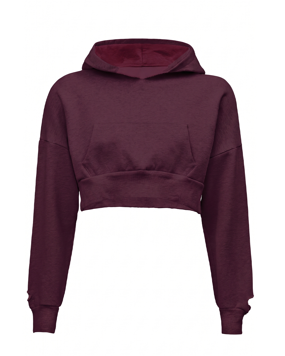 WOMENS CROPPED  HOODIE - BURGUNDY