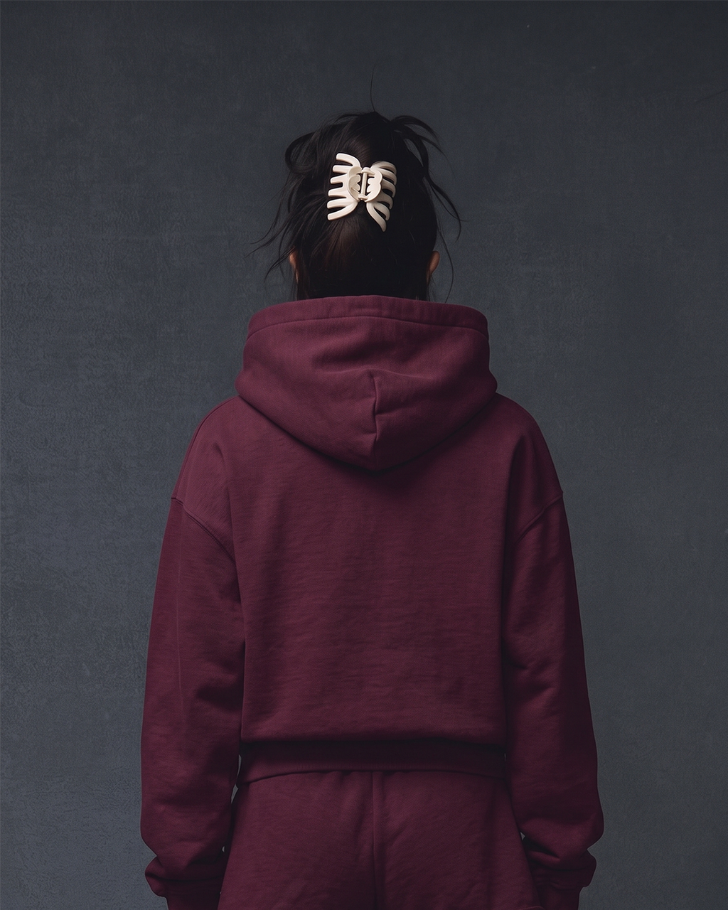 WOMENS CROPPED  HOODIE - BURGUNDY
