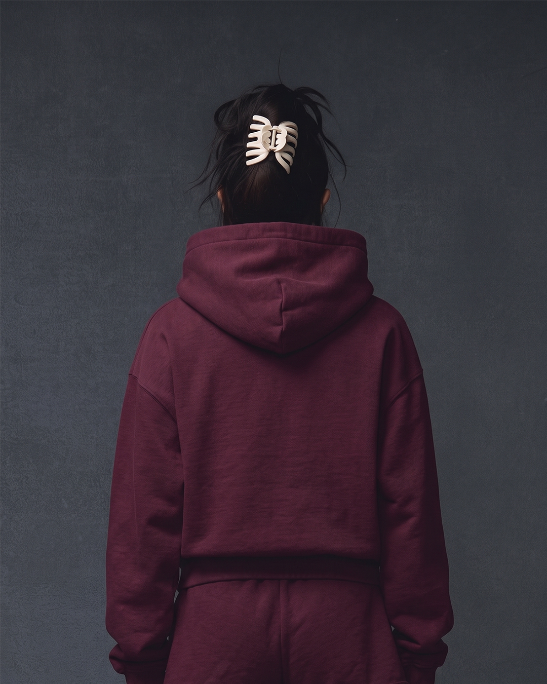 WOMENS CROPPED  HOODIE - BURGUNDY