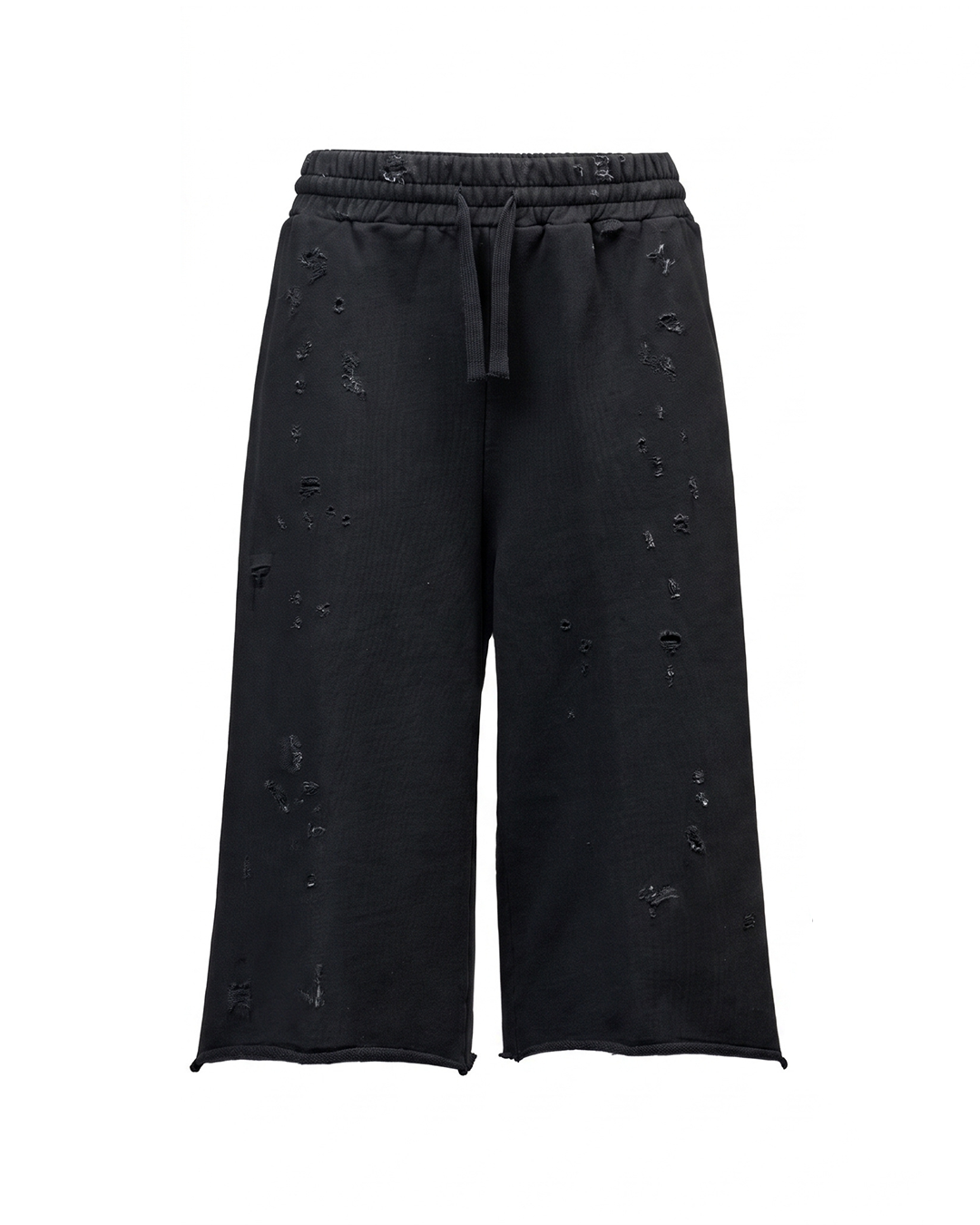 LONG SWEAT SHORT - DISTRESSED BLACK