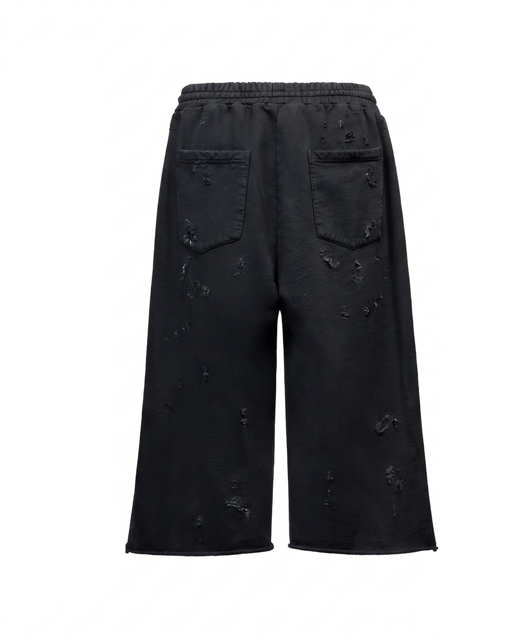 LONG SWEAT SHORT - DISTRESSED BLACK