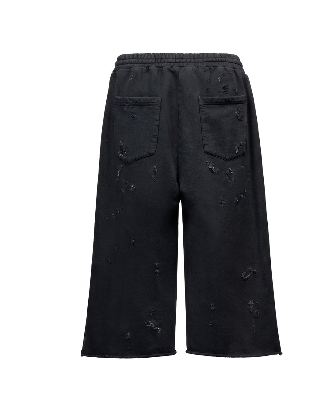 LONG SWEAT SHORT - DISTRESSED BLACK