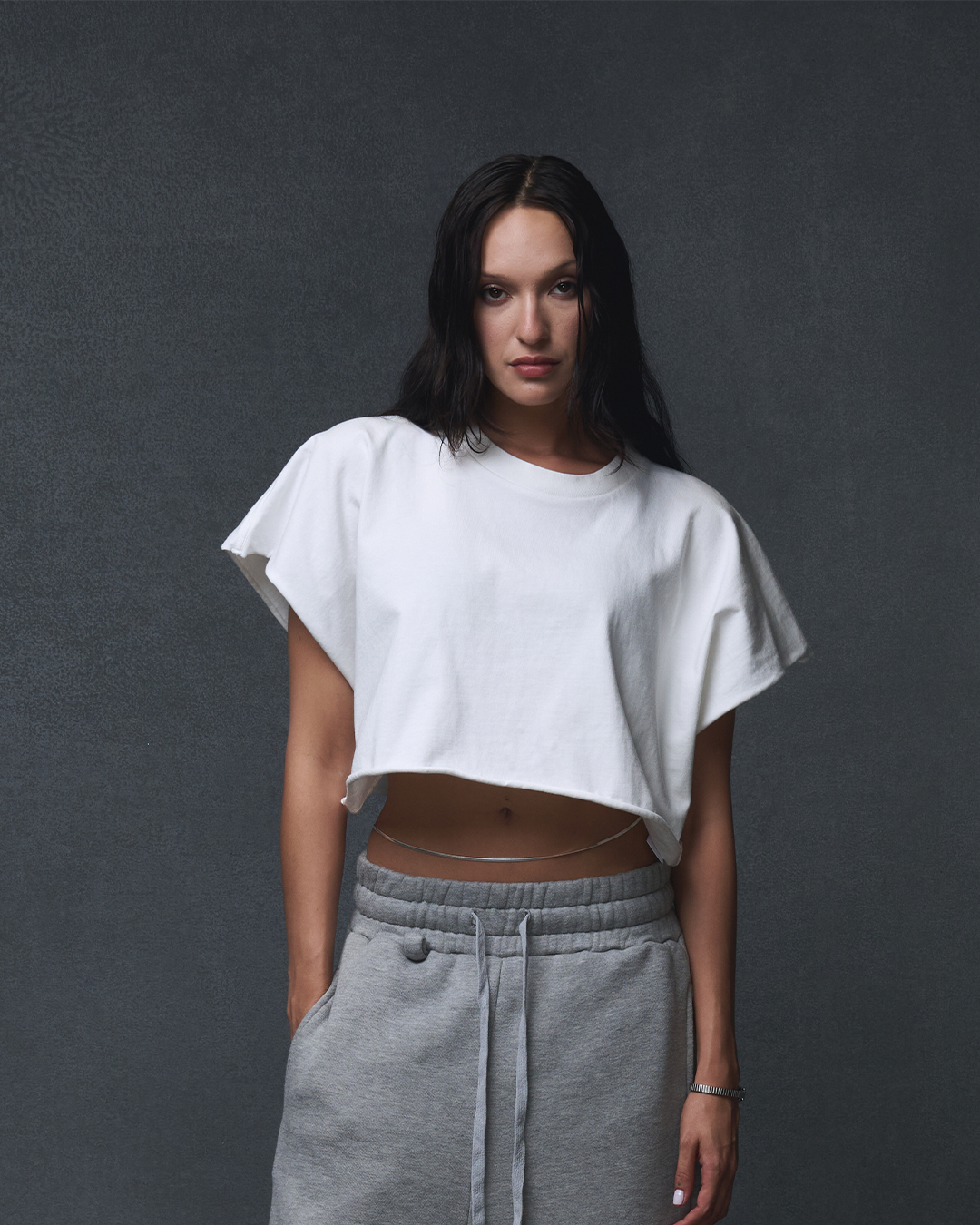 CROPPED FLAGSHIP TEE - WHITE