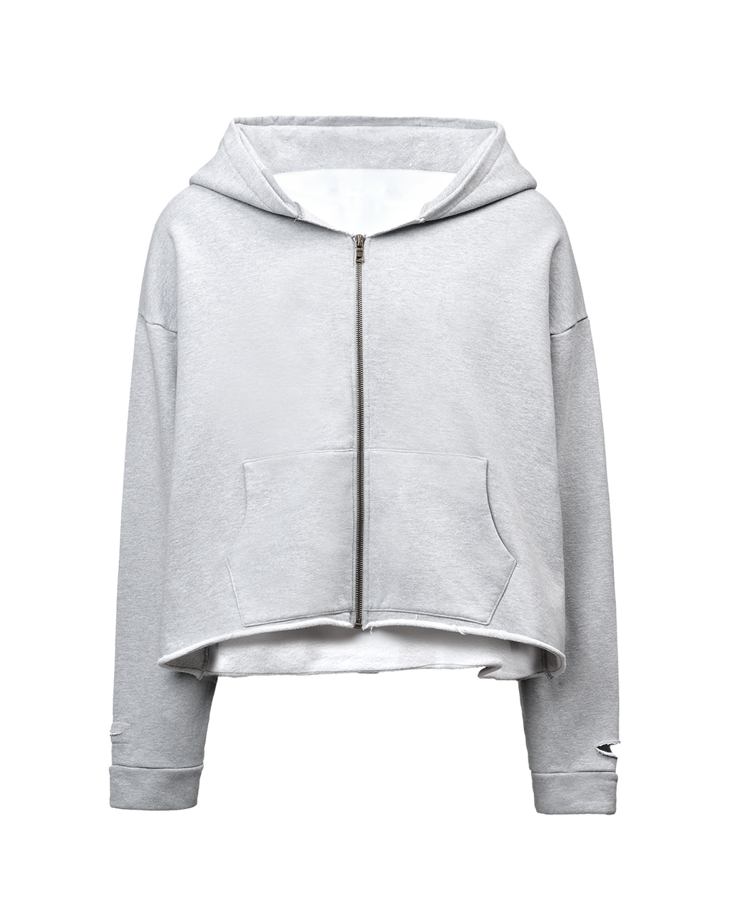 OVERSIZED ZIP UP HOODIE - HEATHER GREY