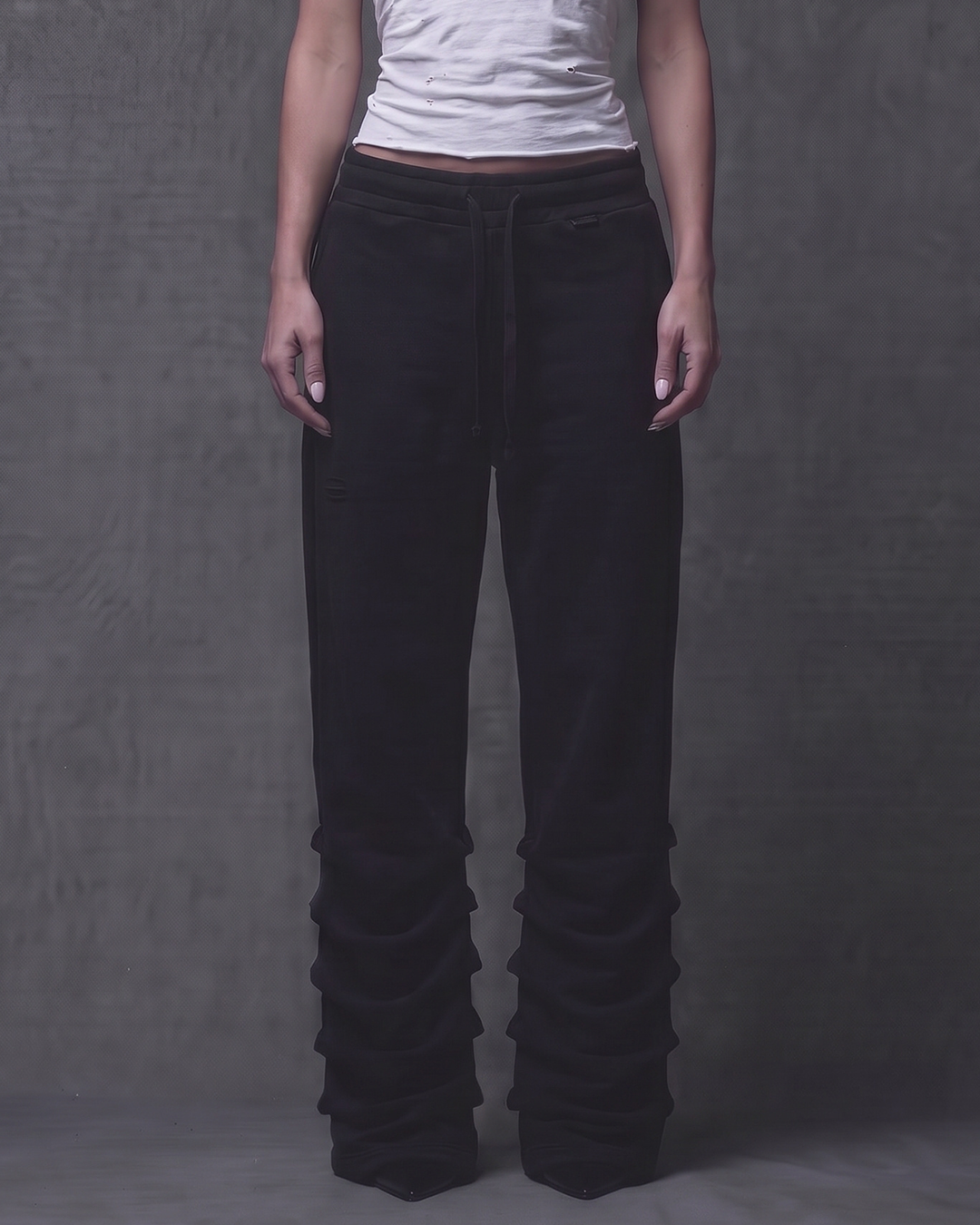 STACKED SWEATPANTS - BLACK