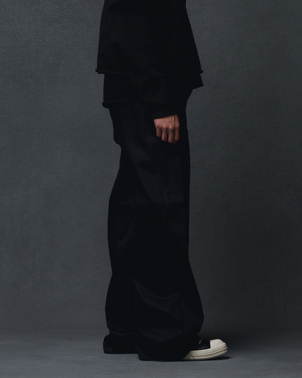 DENIM WIDE LEG PANTS - BLACK