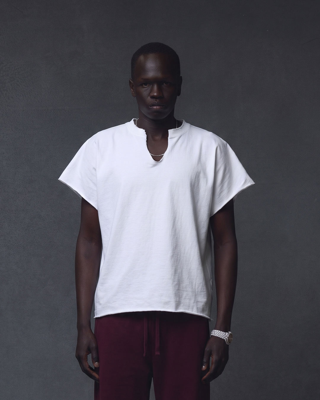 CUT NECK FLAGSHIP TEE - WHITE