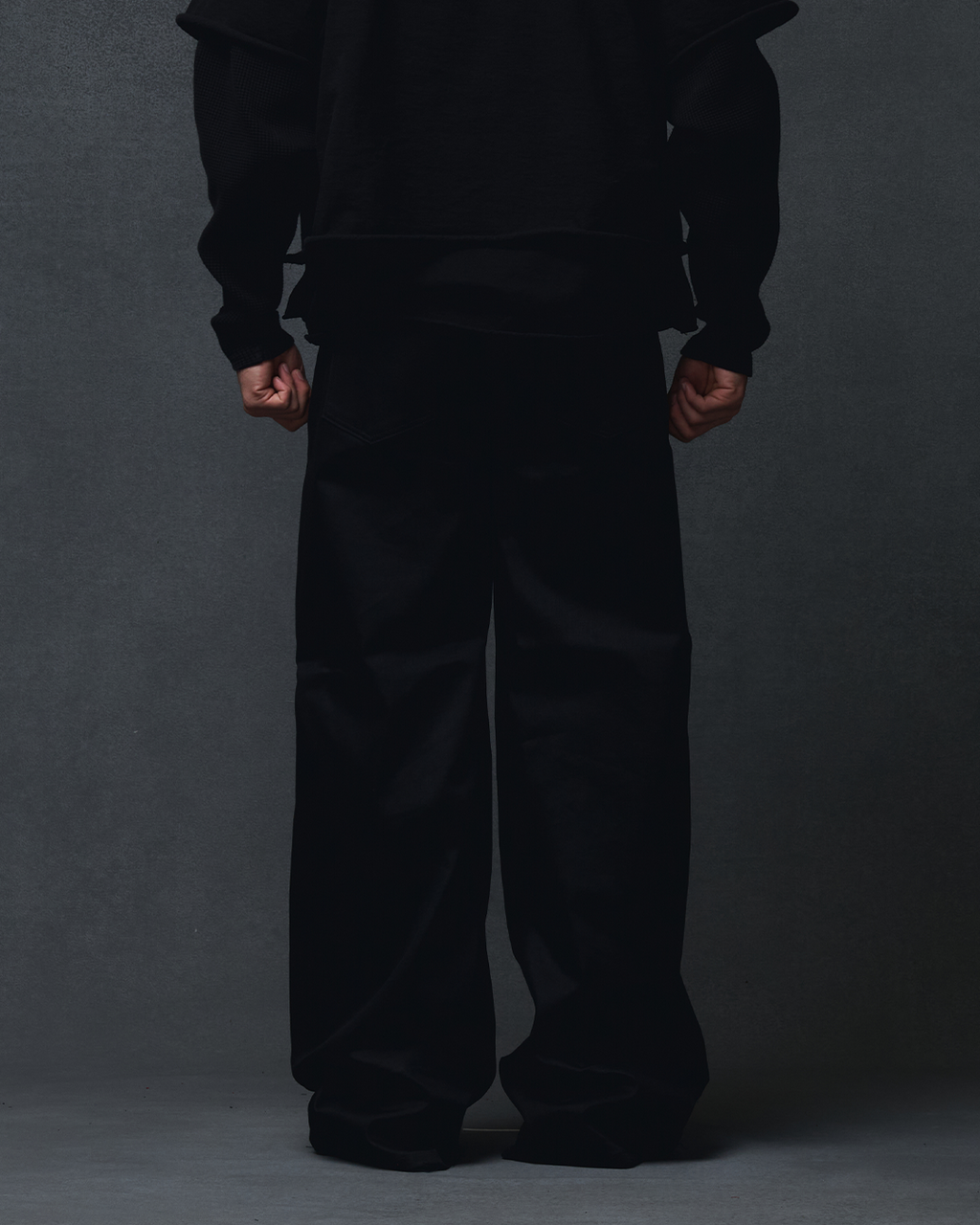 DENIM WIDE LEG PANTS - BLACK