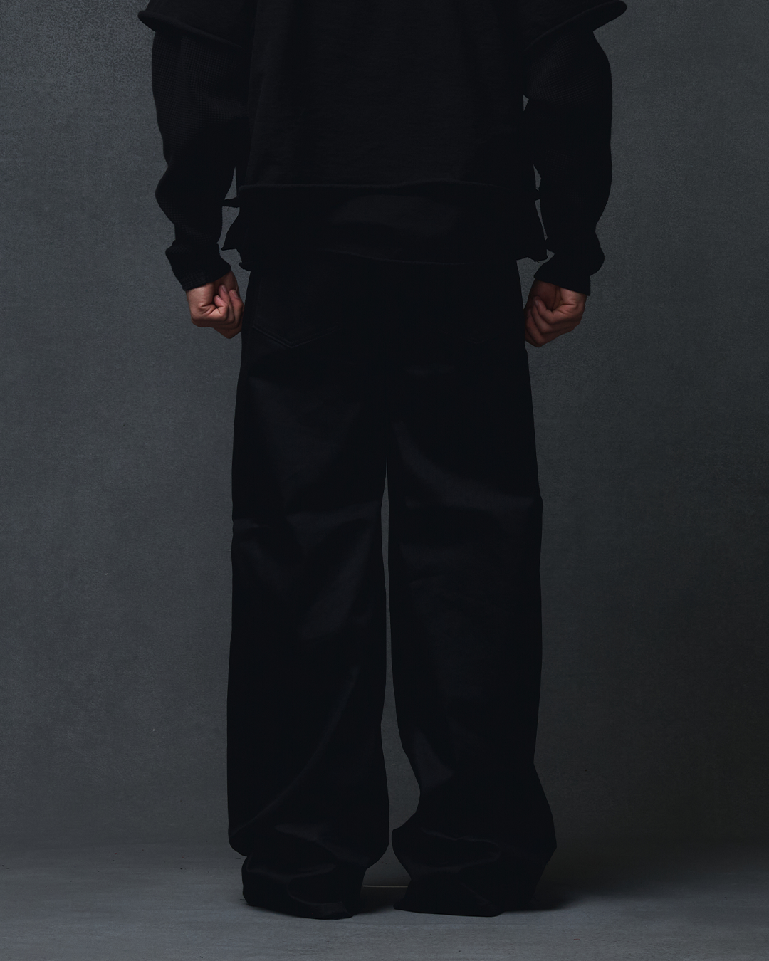 DENIM WIDE LEG PANTS - BLACK