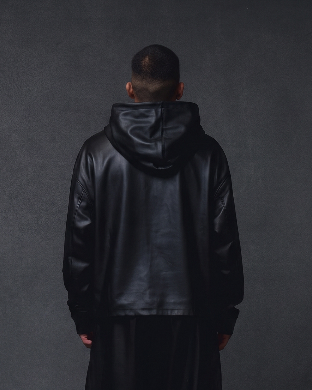 LEATHER HOODIE -BLACK