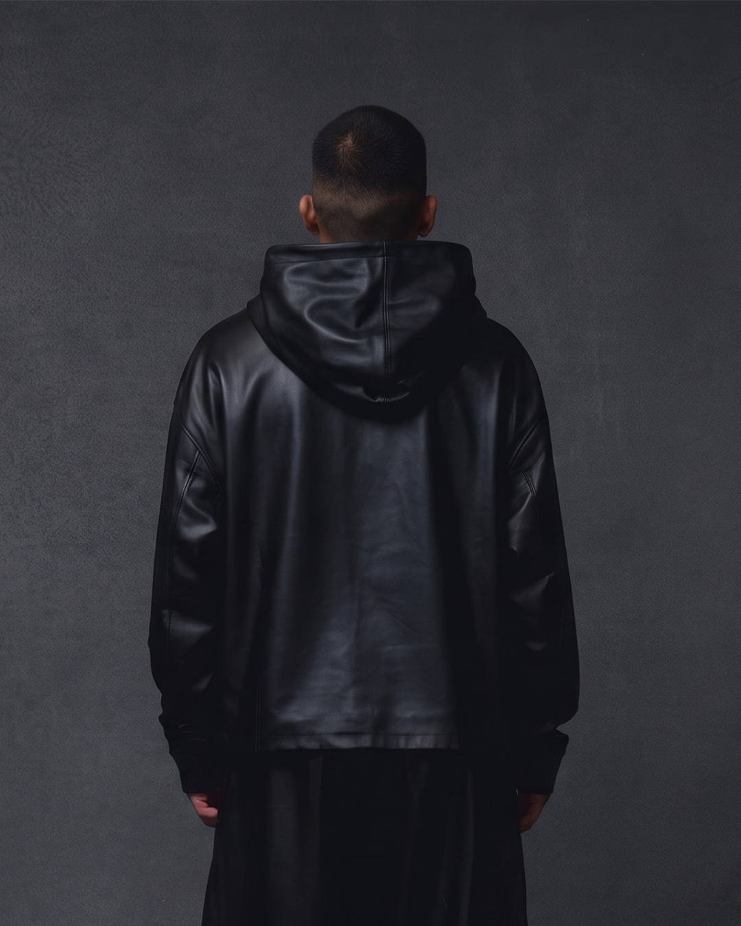LEATHER HOODIE -BLACK
