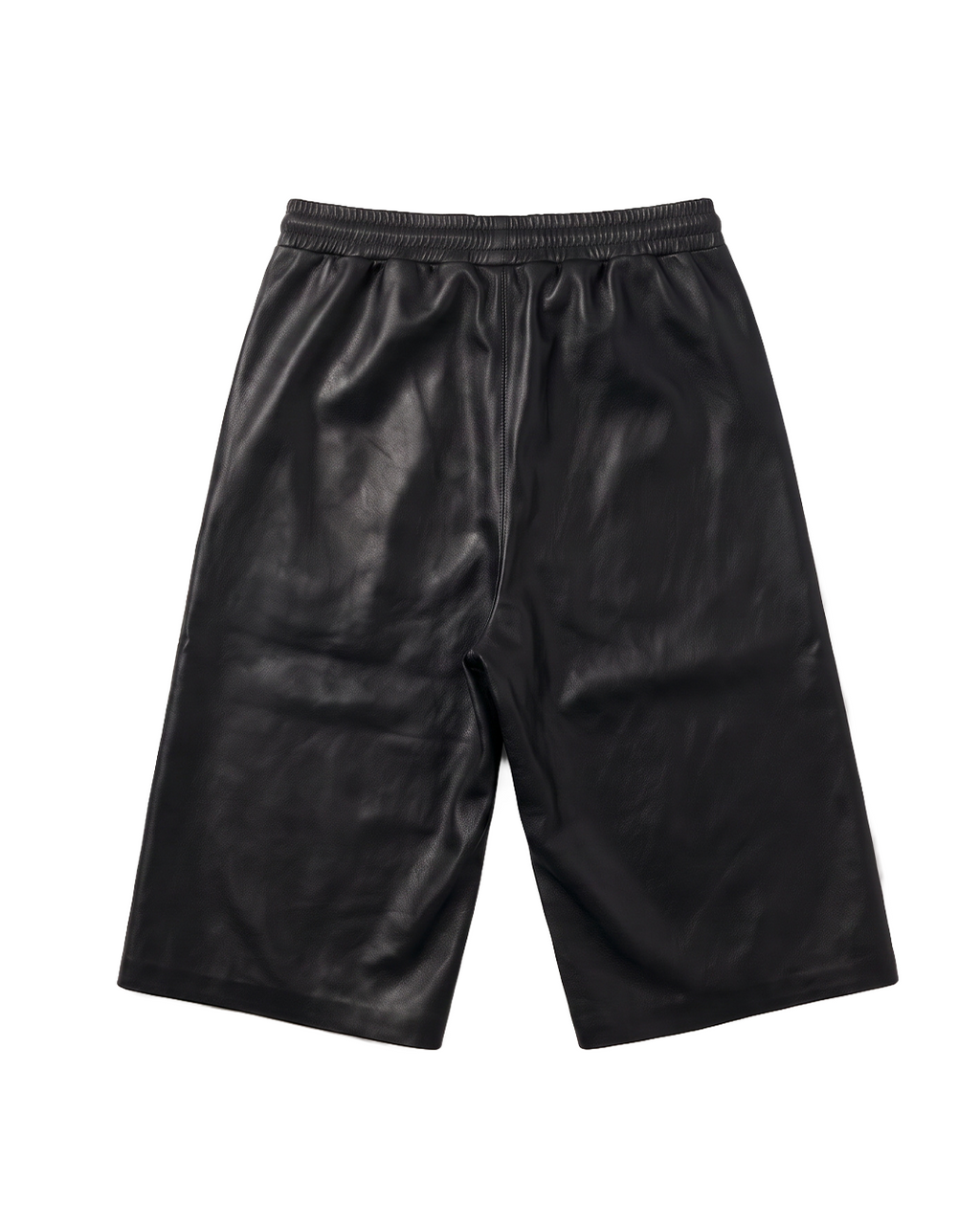 LEATHER LONG SHORTS - BLACK