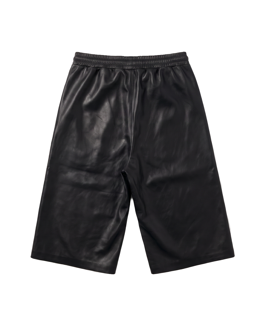 LEATHER LONG SHORTS - BLACK