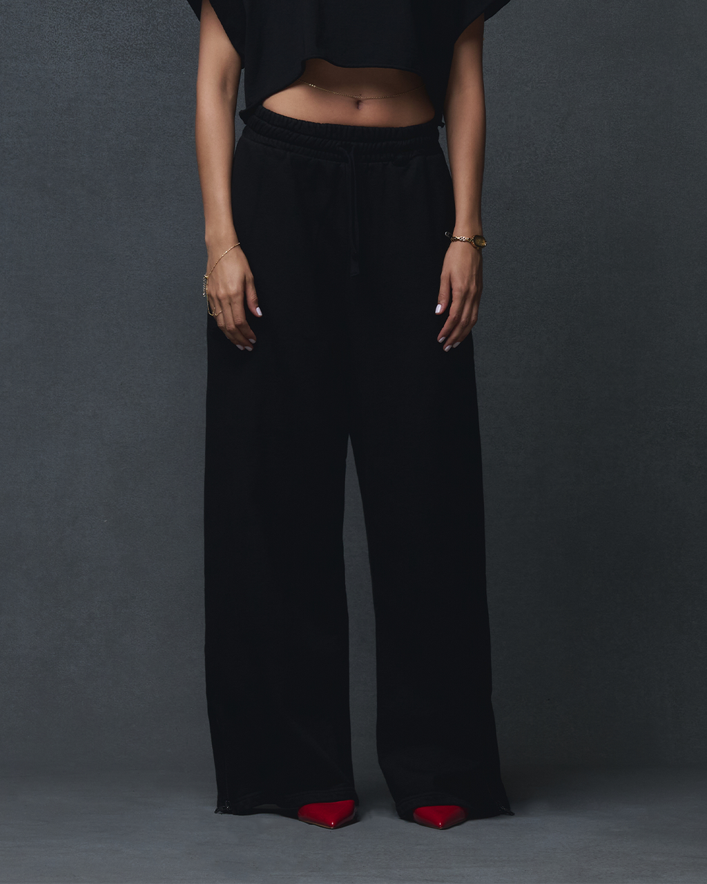 WOMENS ZIPPER SWEATPANTS - BLACK
