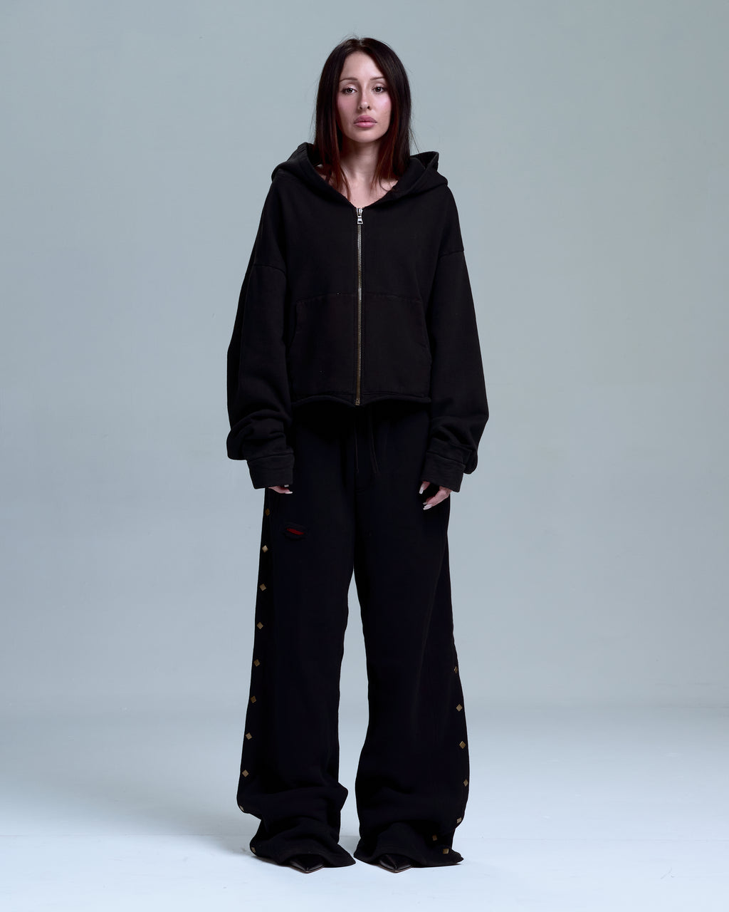 WOMENS ZIPPER SWEATPANTS - BLACK