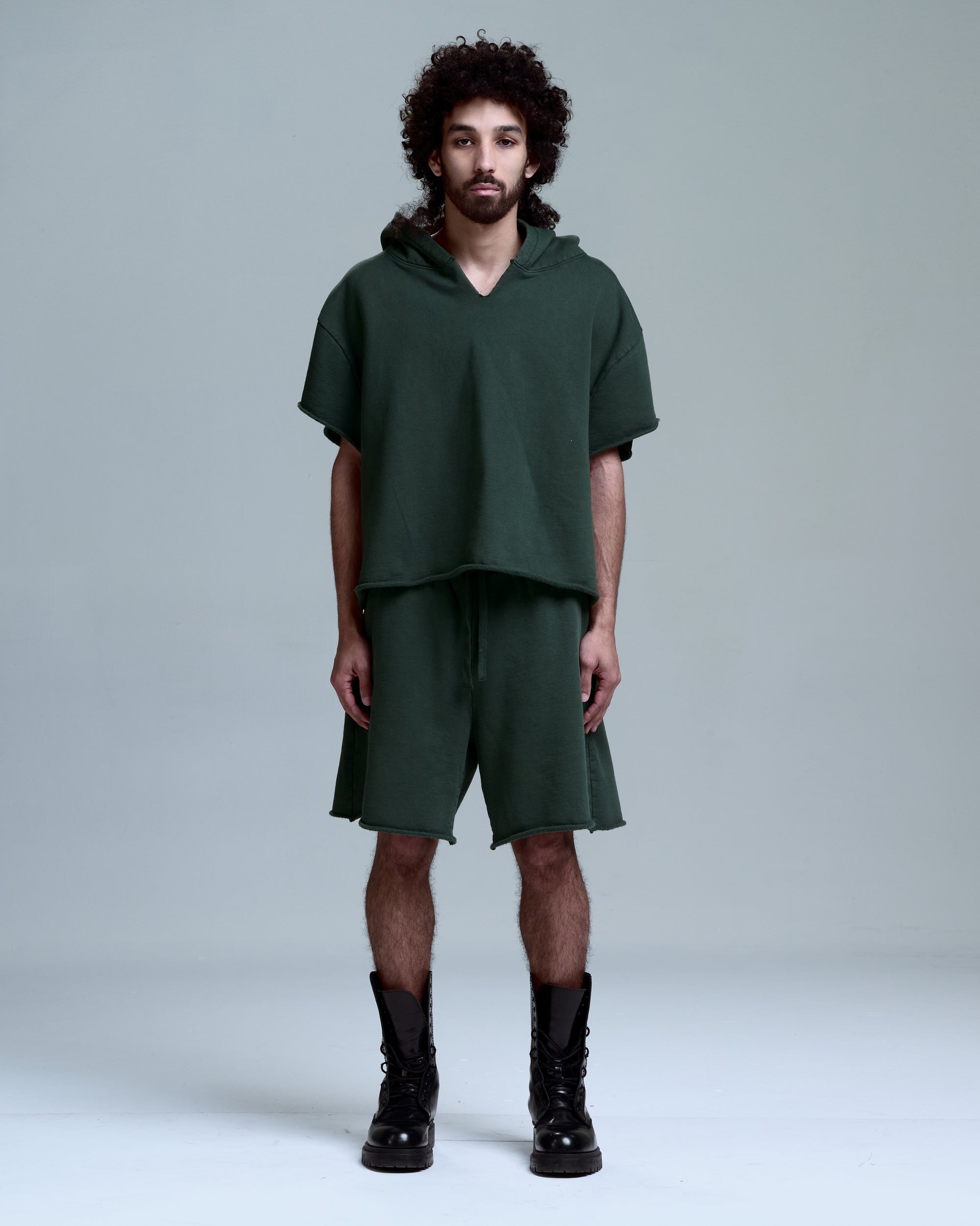 CUT OFF HOODIE - GREEN