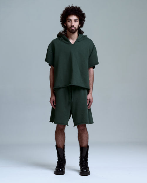 CUT OFF HOODIE - GREEN