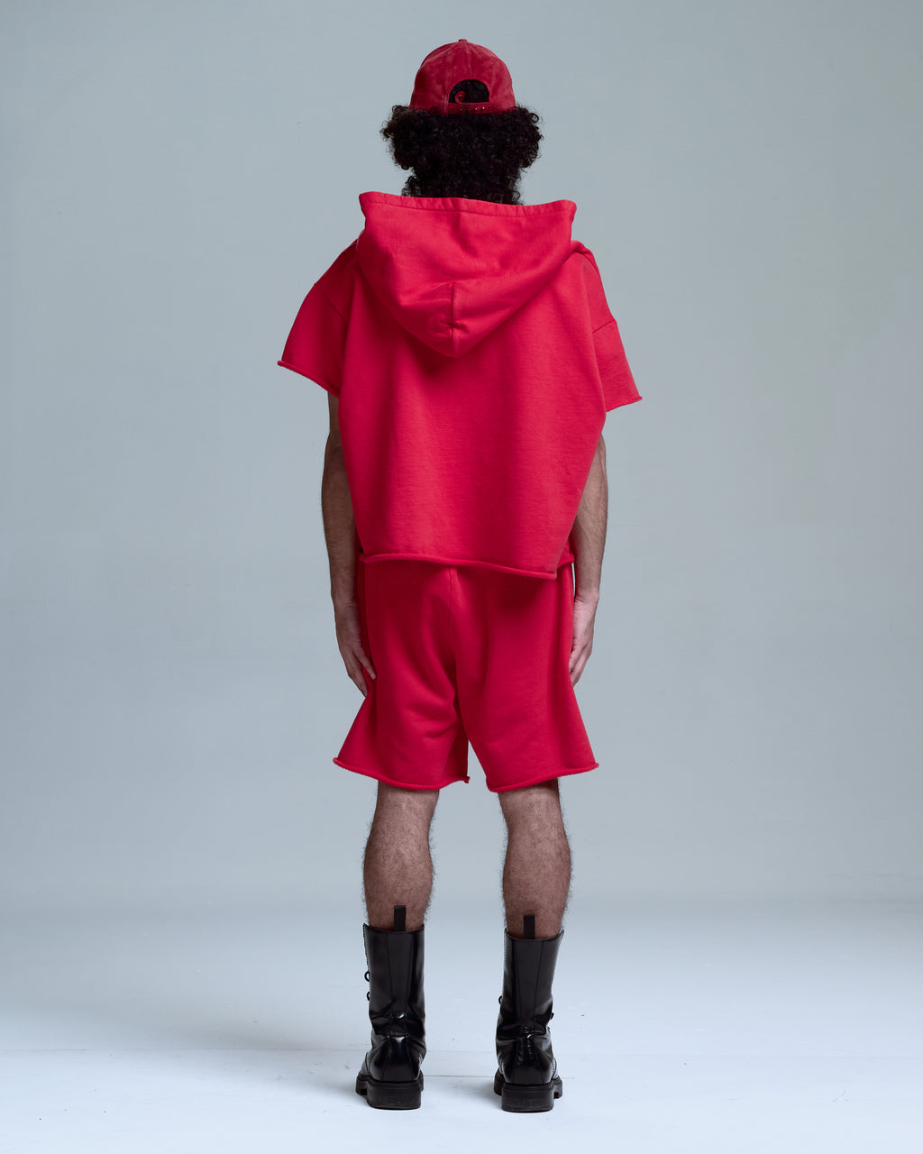 CUT OFF HOODIE - RED