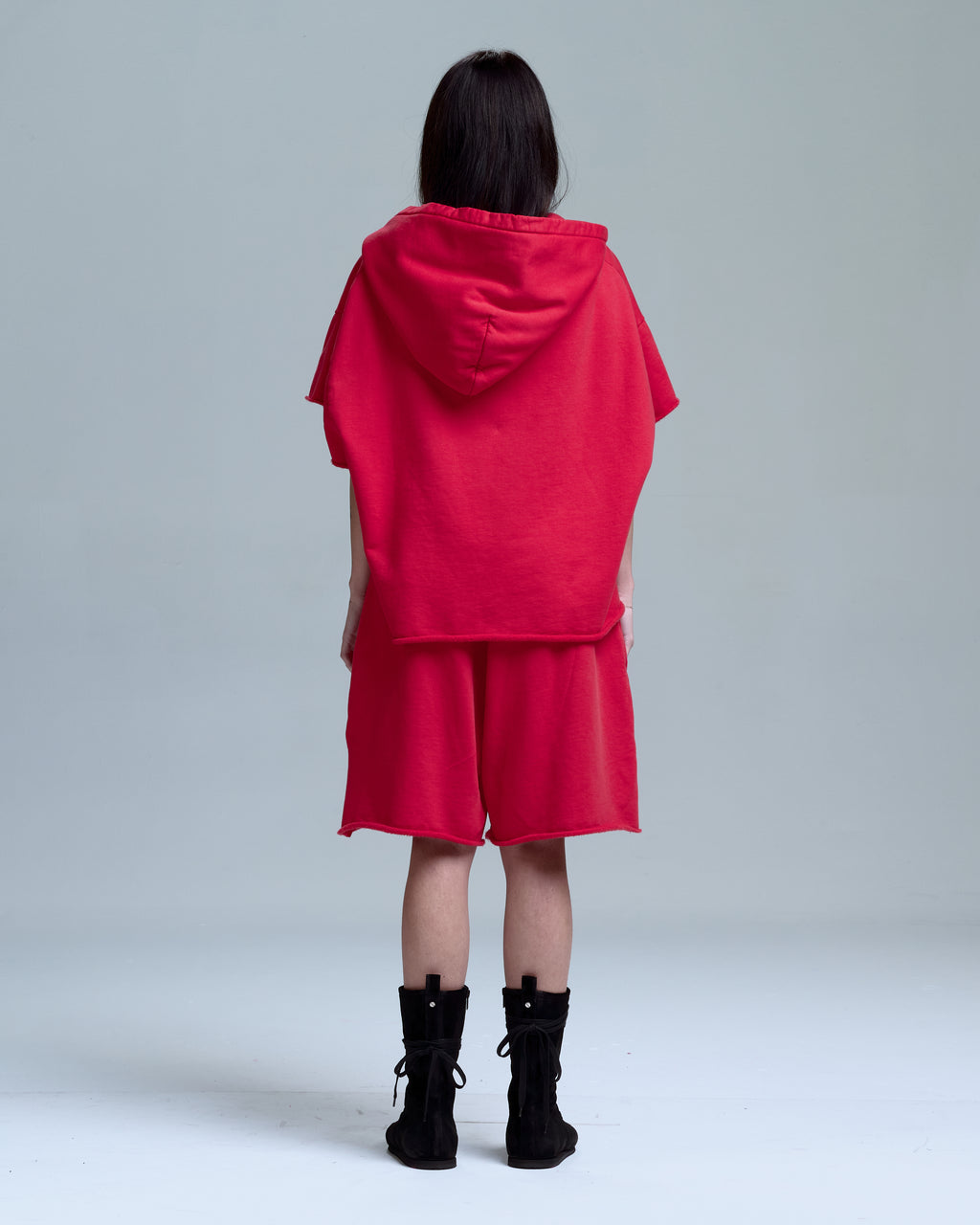 CUT OFF HOODIE - RED