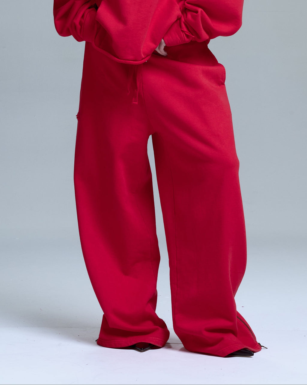 ZIPPER SWEATPANTS - RED