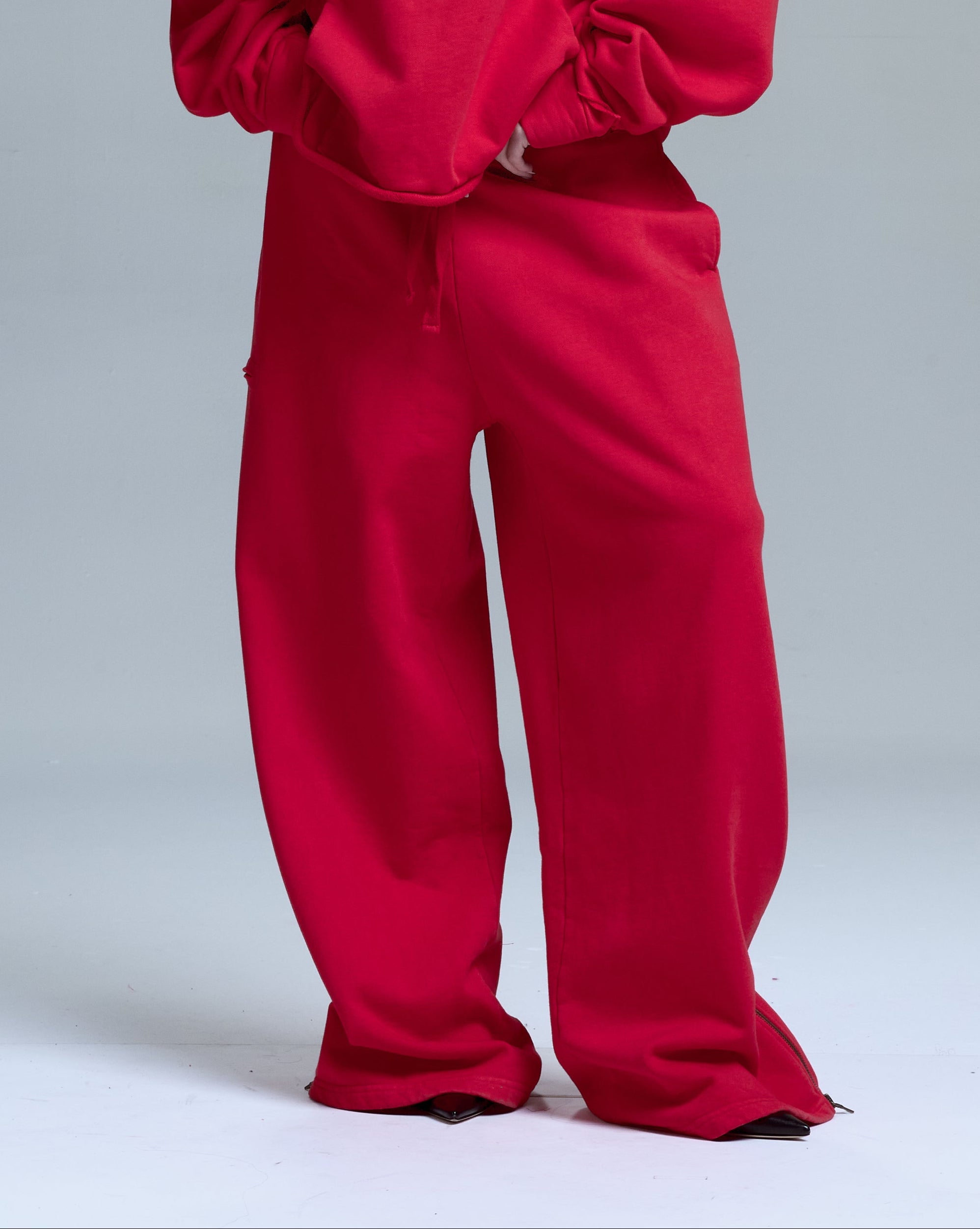 ZIPPER SWEATPANTS - RED