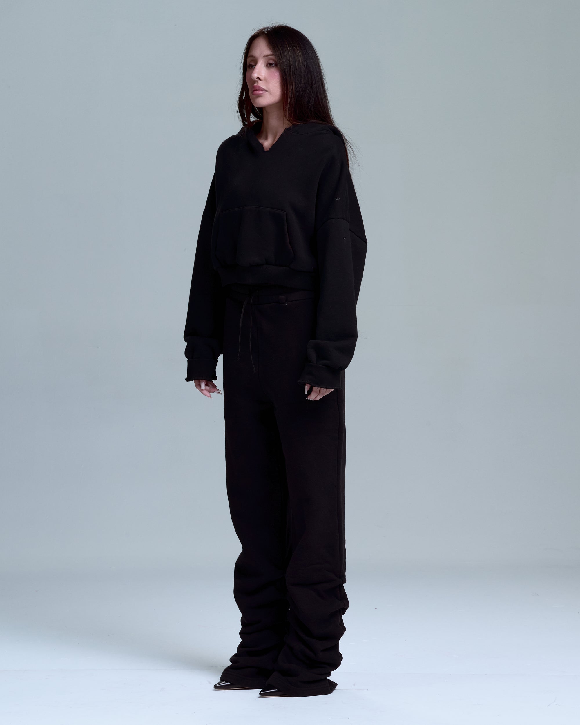 WOMENS STACKED SWEATPANTS - BLACK