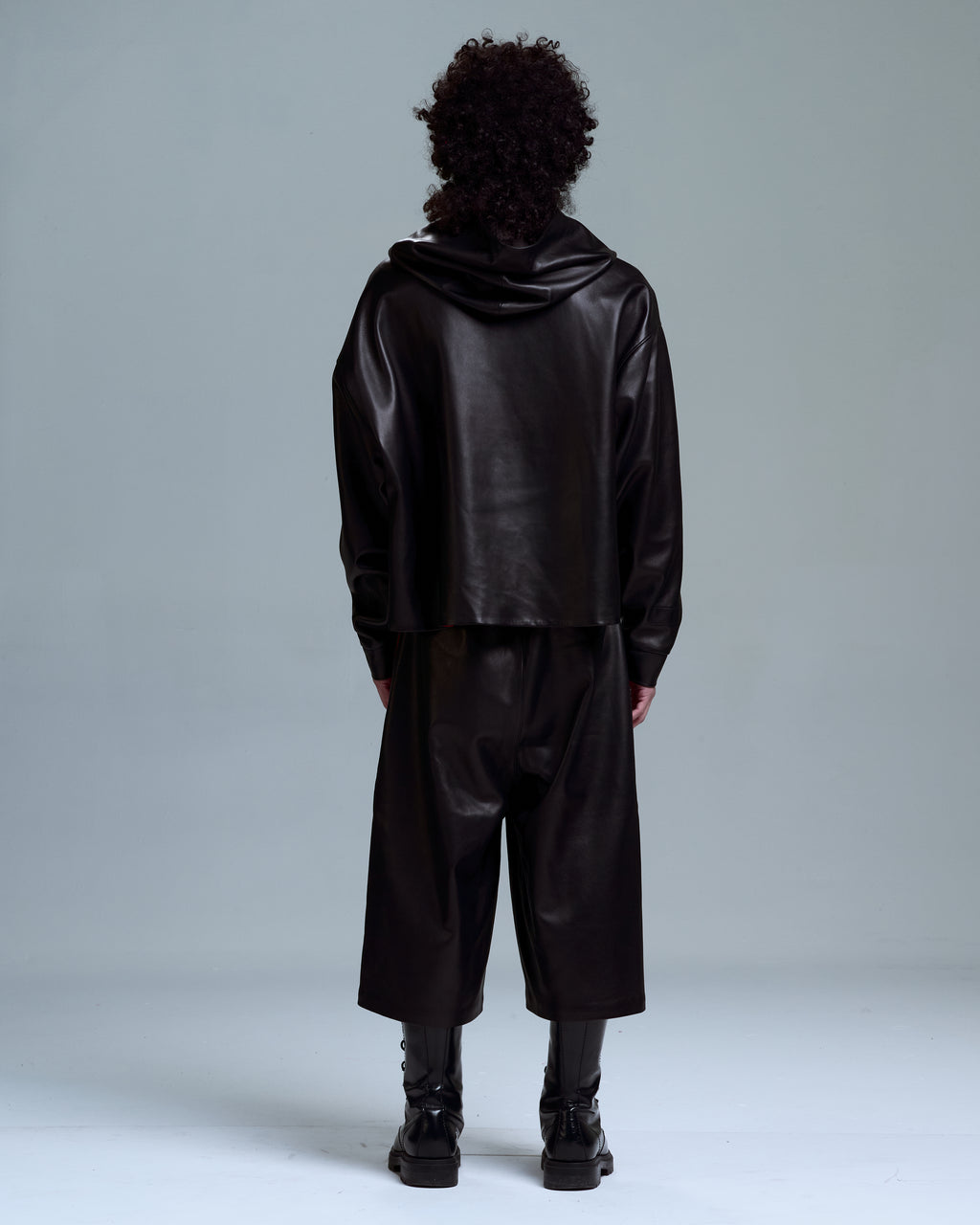 LEATHER HOODIE -BLACK