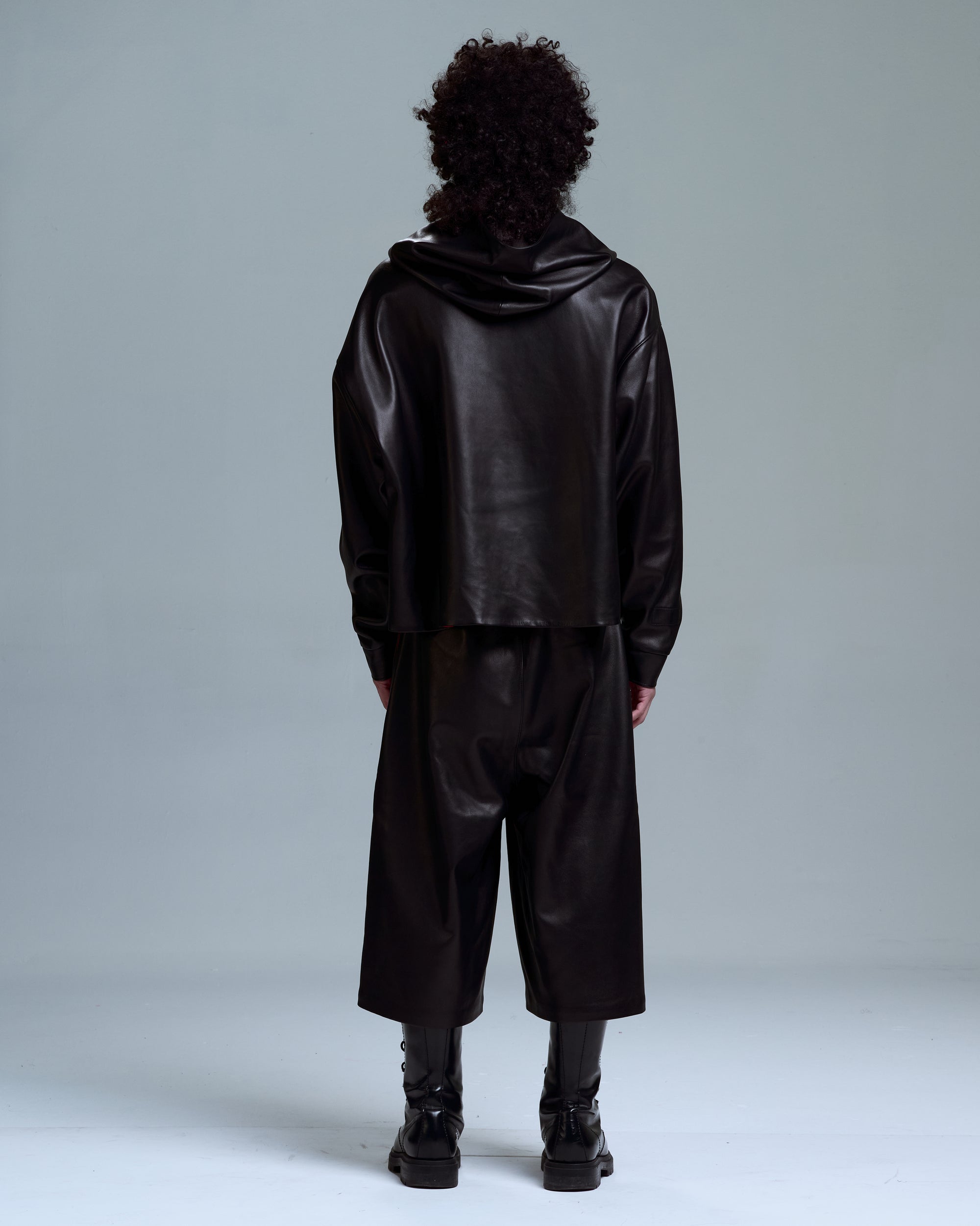 LEATHER HOODIE -BLACK