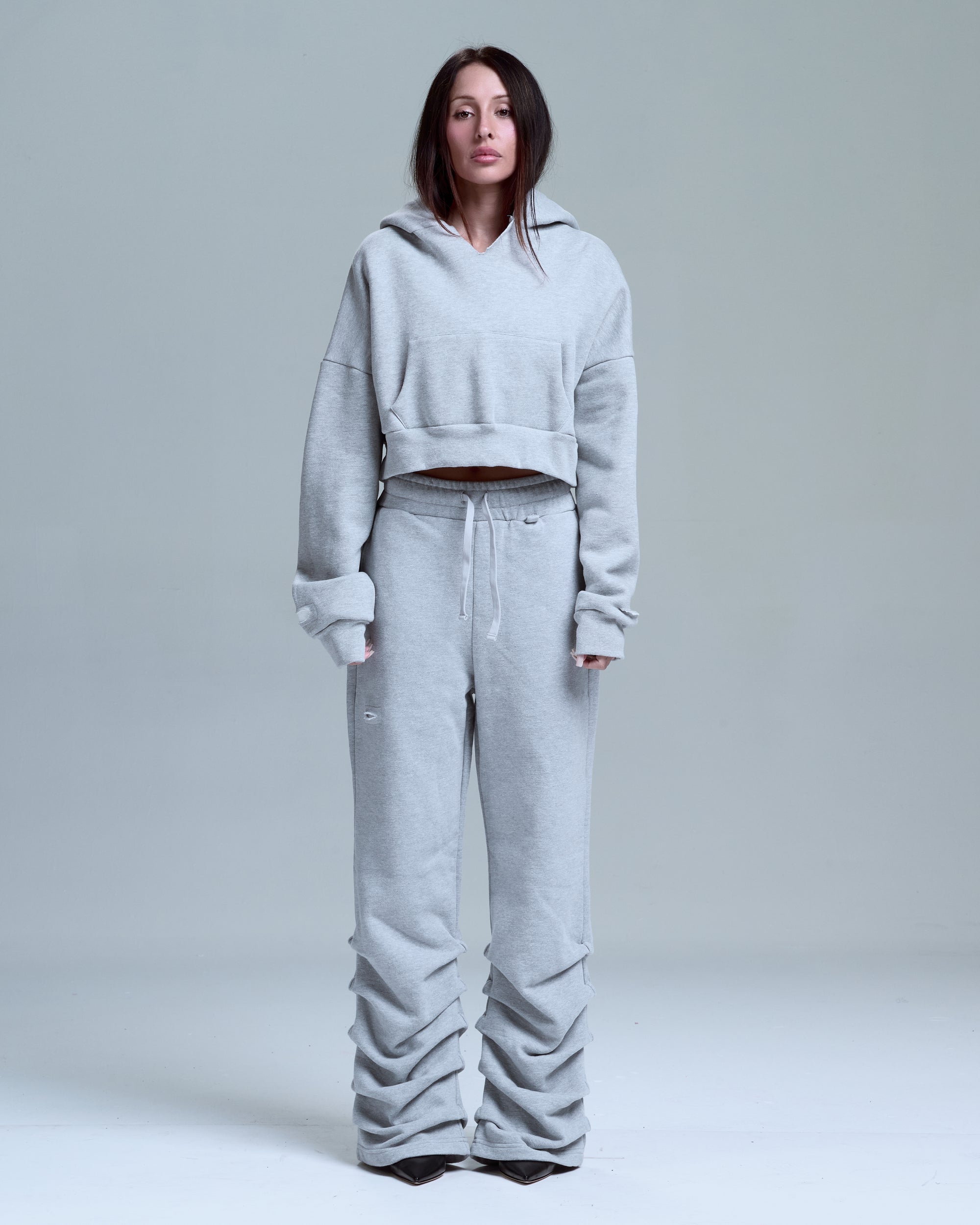 STACKED SWEATPANTS - HEATHER GREY