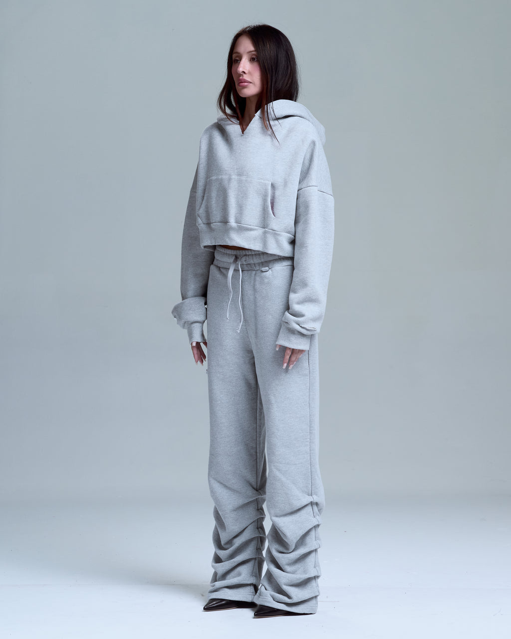 STACKED SWEATPANTS - HEATHER GREY