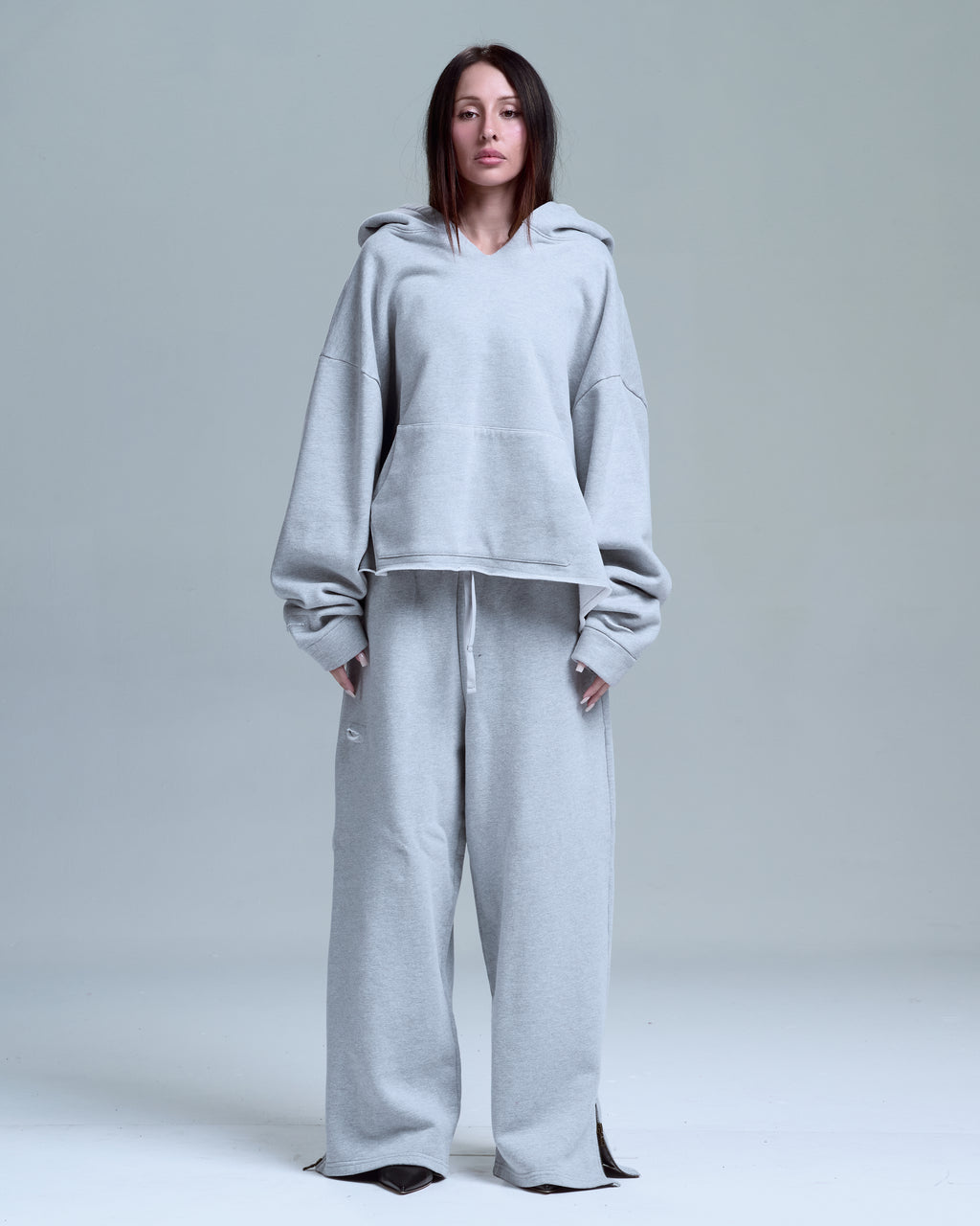 OVERSIZED HOODIE - HEATHER GREY