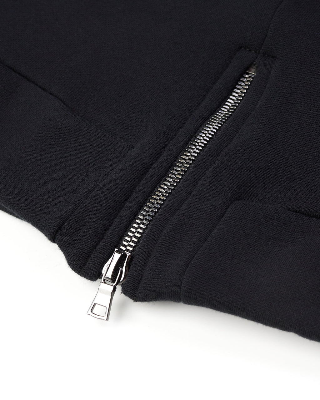 SLIM FIT ZIPPER HOODIE - BLACK