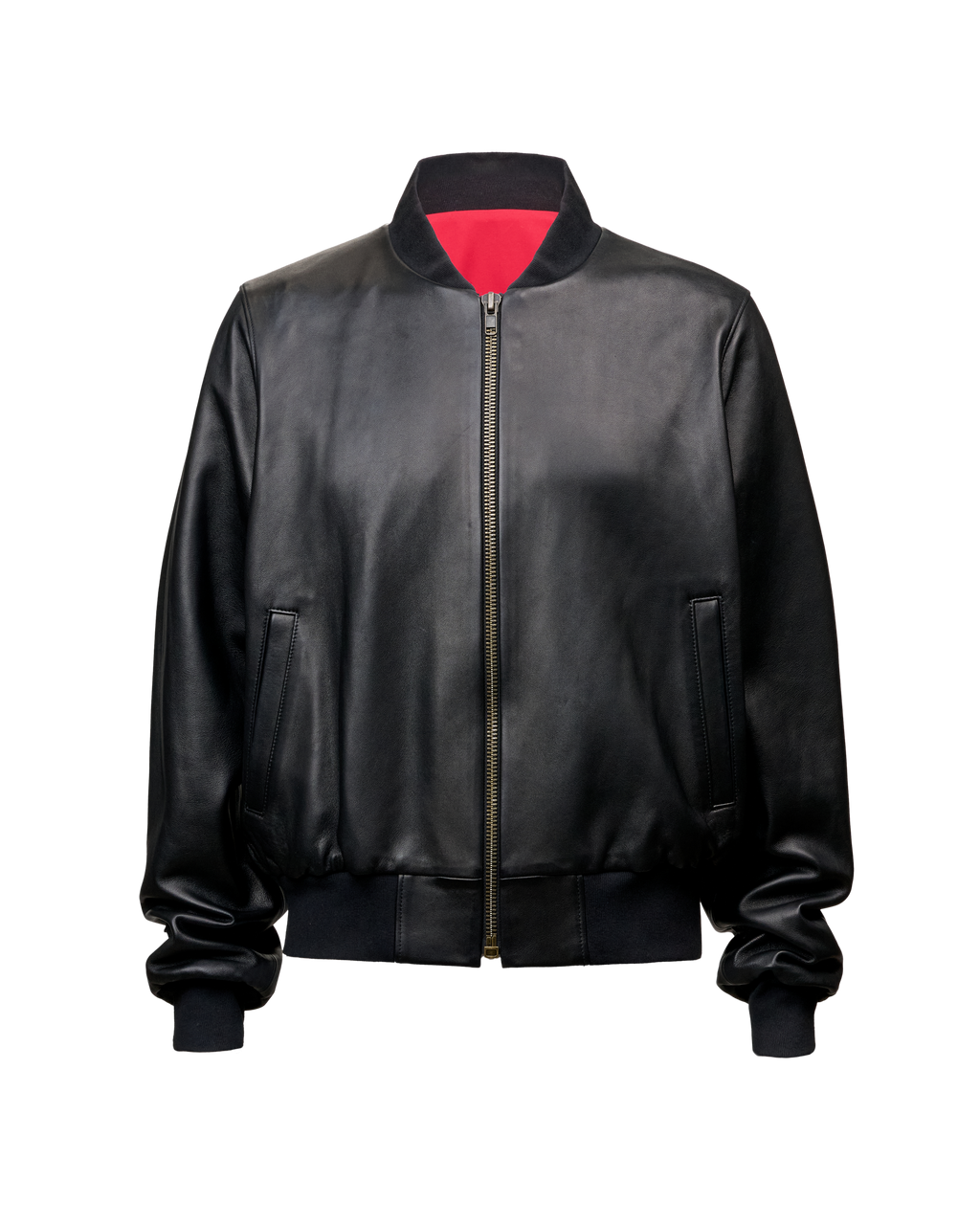 LEATHER BOMBER JACKET - BLACK