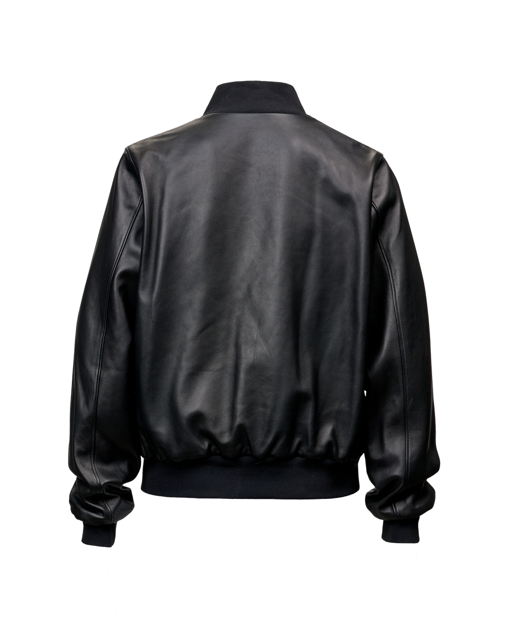 LEATHER BOMBER JACKET - BLACK