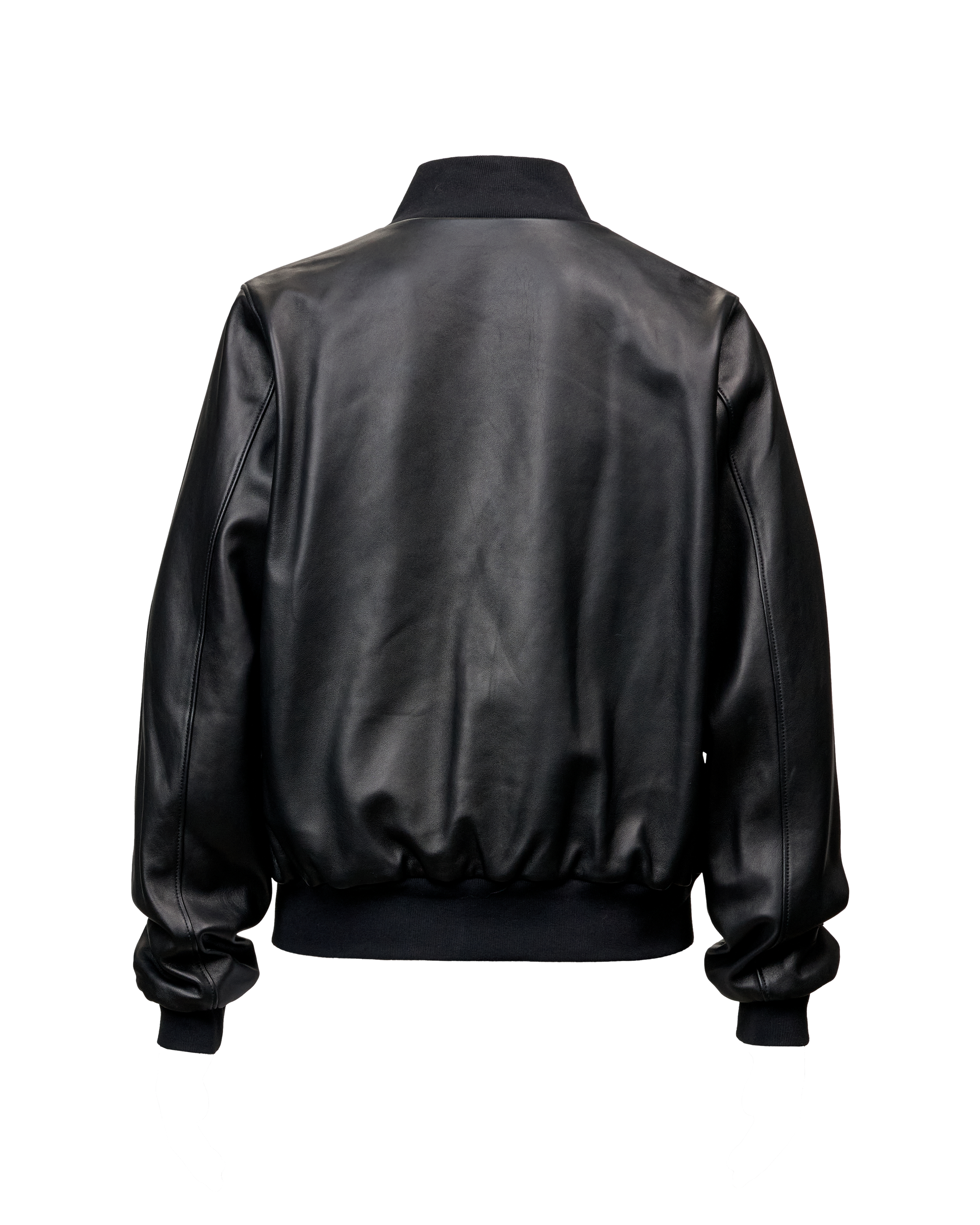 LEATHER BOMBER JACKET - BLACK
