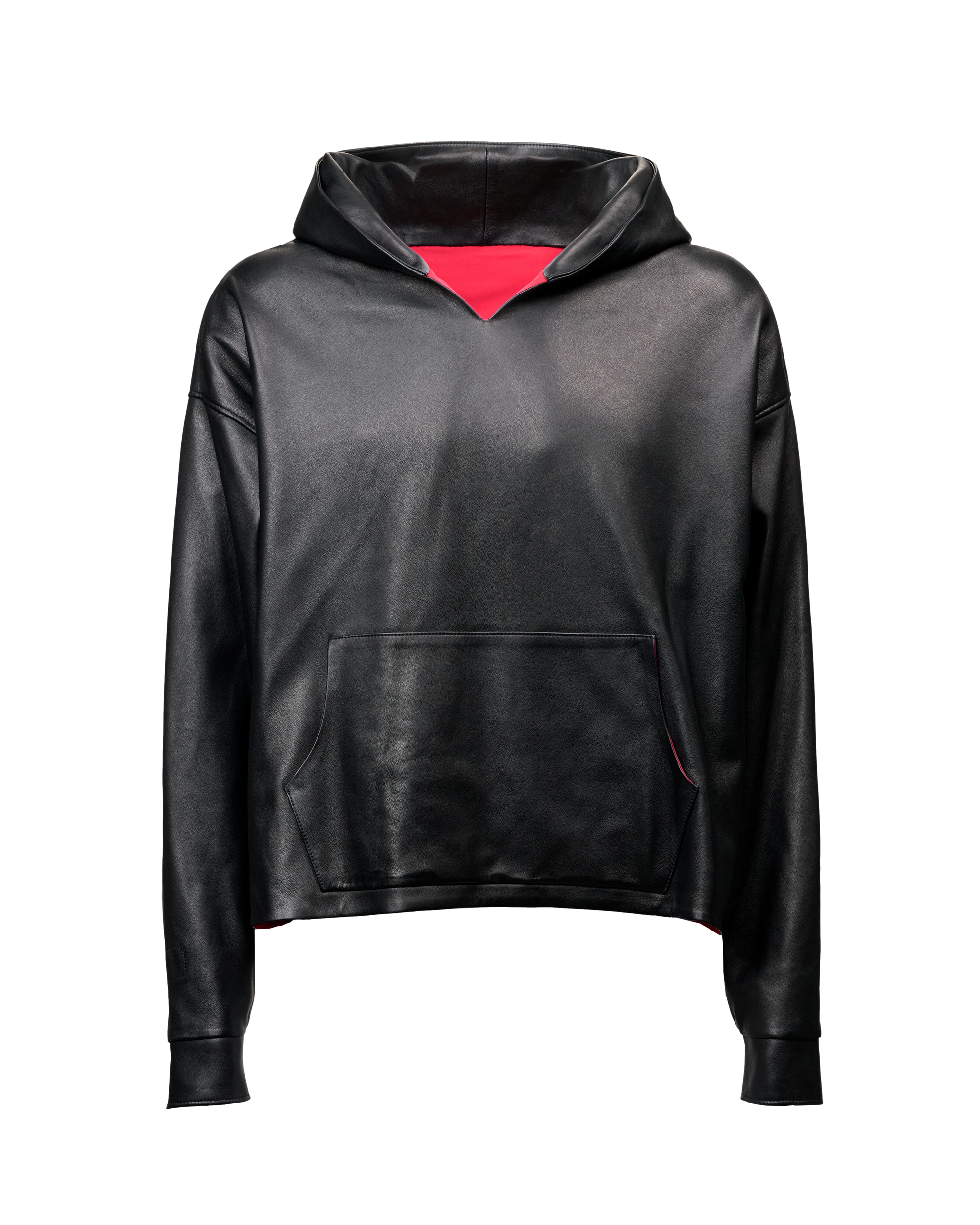 LEATHER HOODIE -BLACK