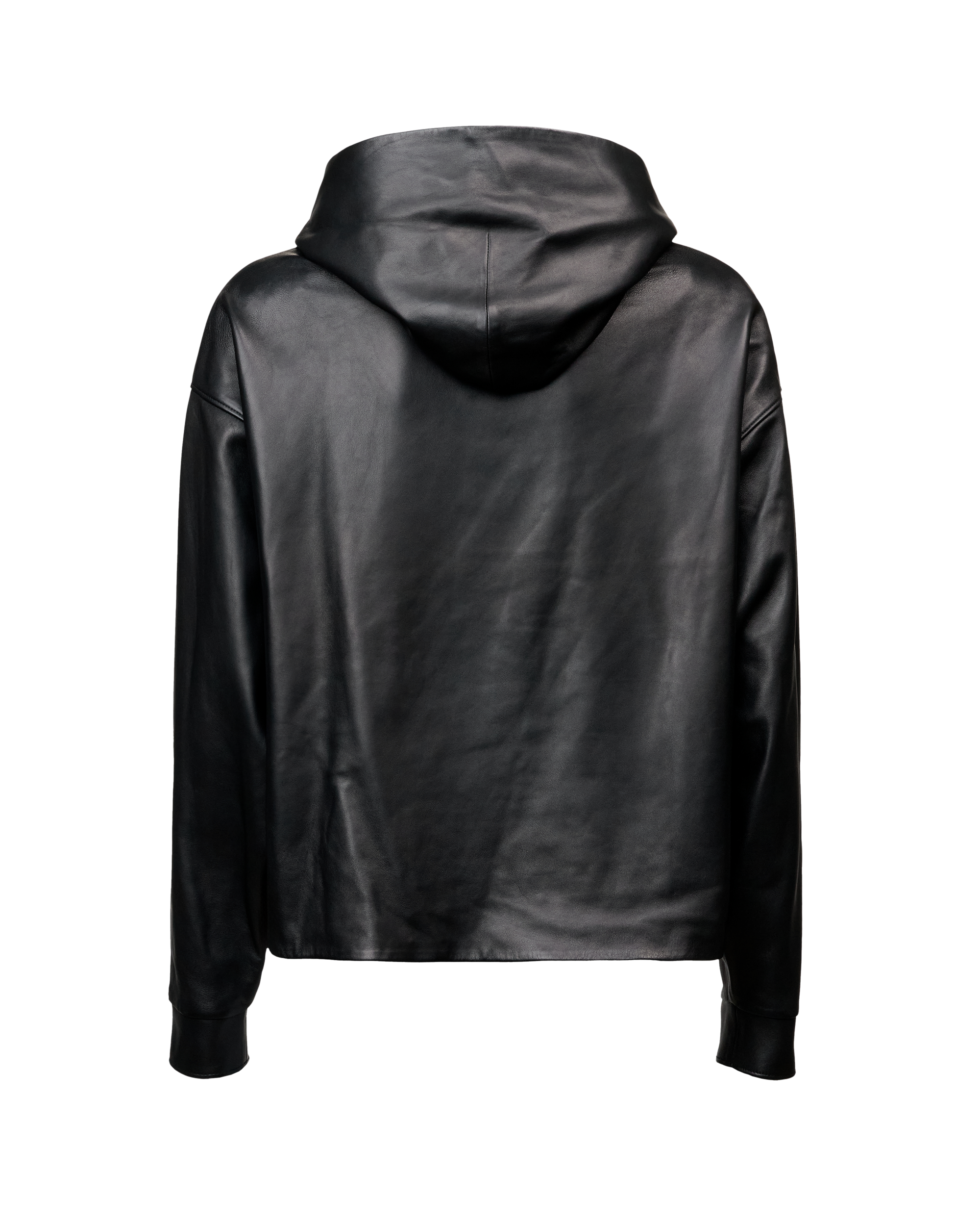 LEATHER HOODIE -BLACK