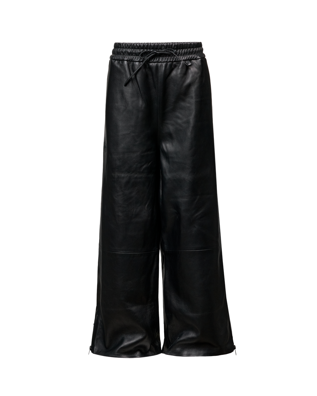 LEATHER ZIPPER PANTS - BLACK