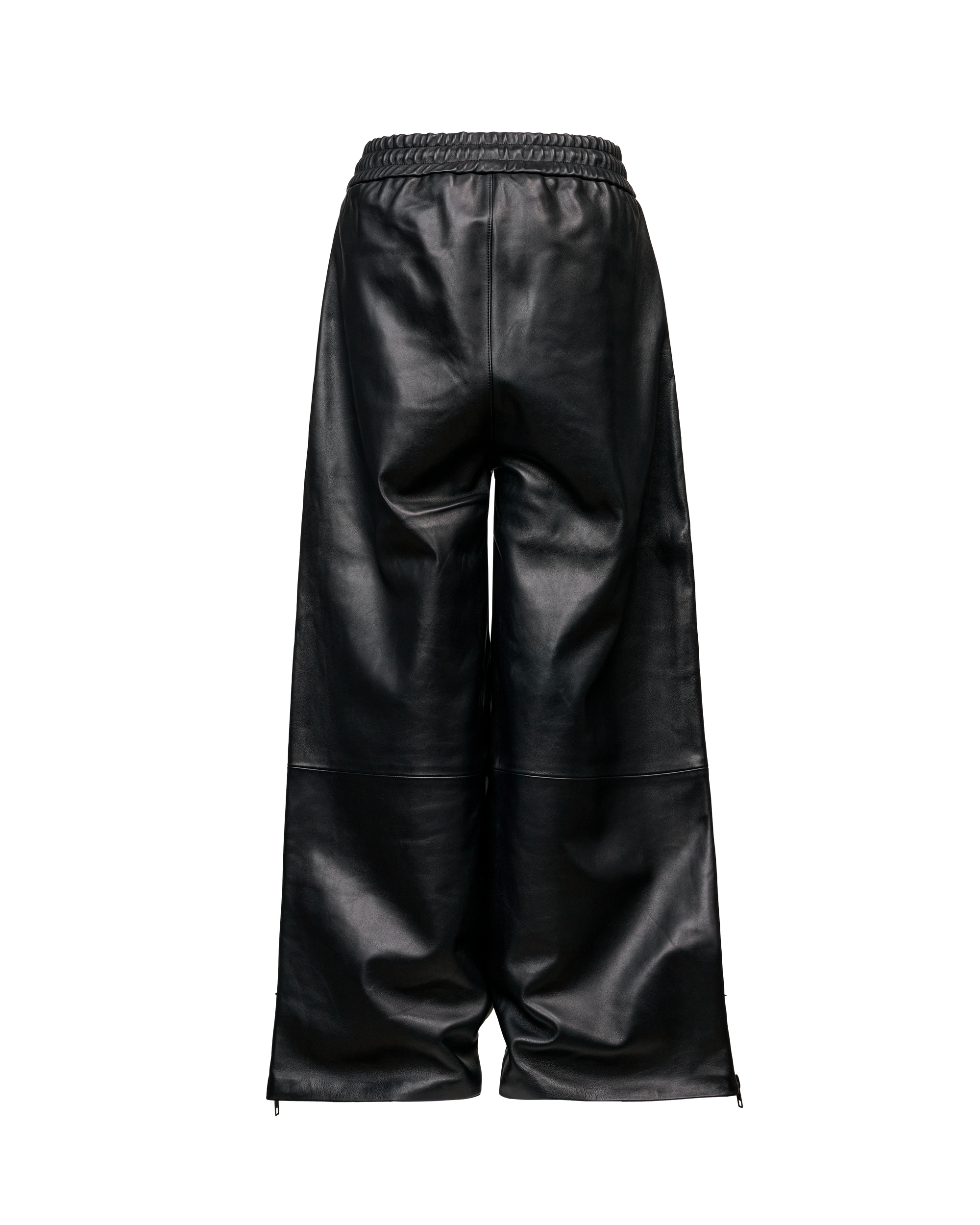LEATHER ZIPPER PANTS - BLACK