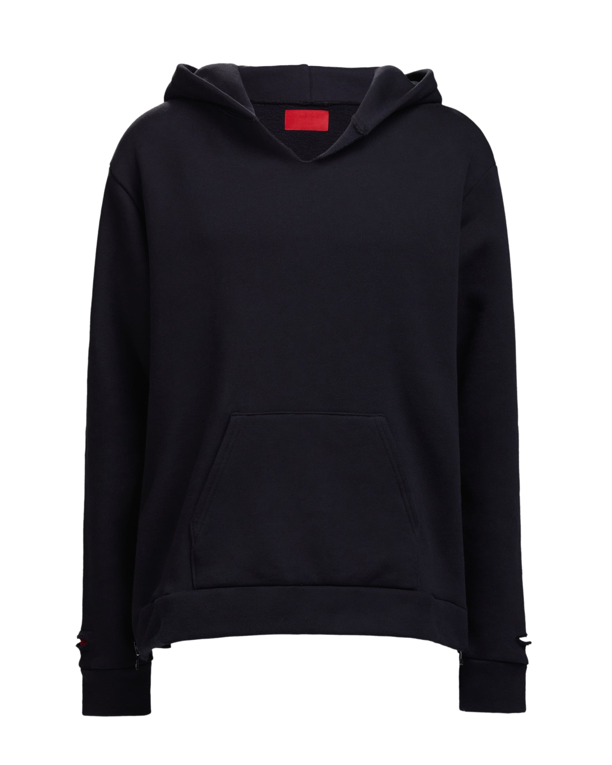 SLIM FIT ZIPPER HOODIE - BLACK
