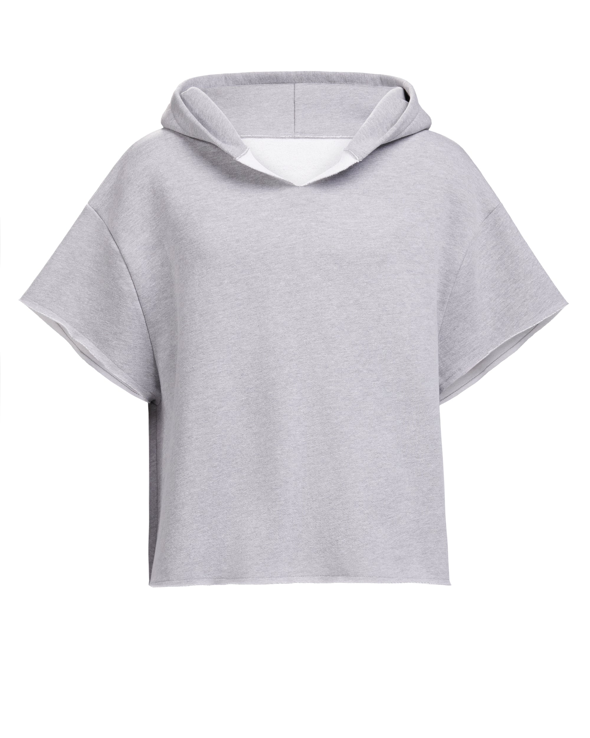 CUT OFF HOODIE -HEATHER GREY